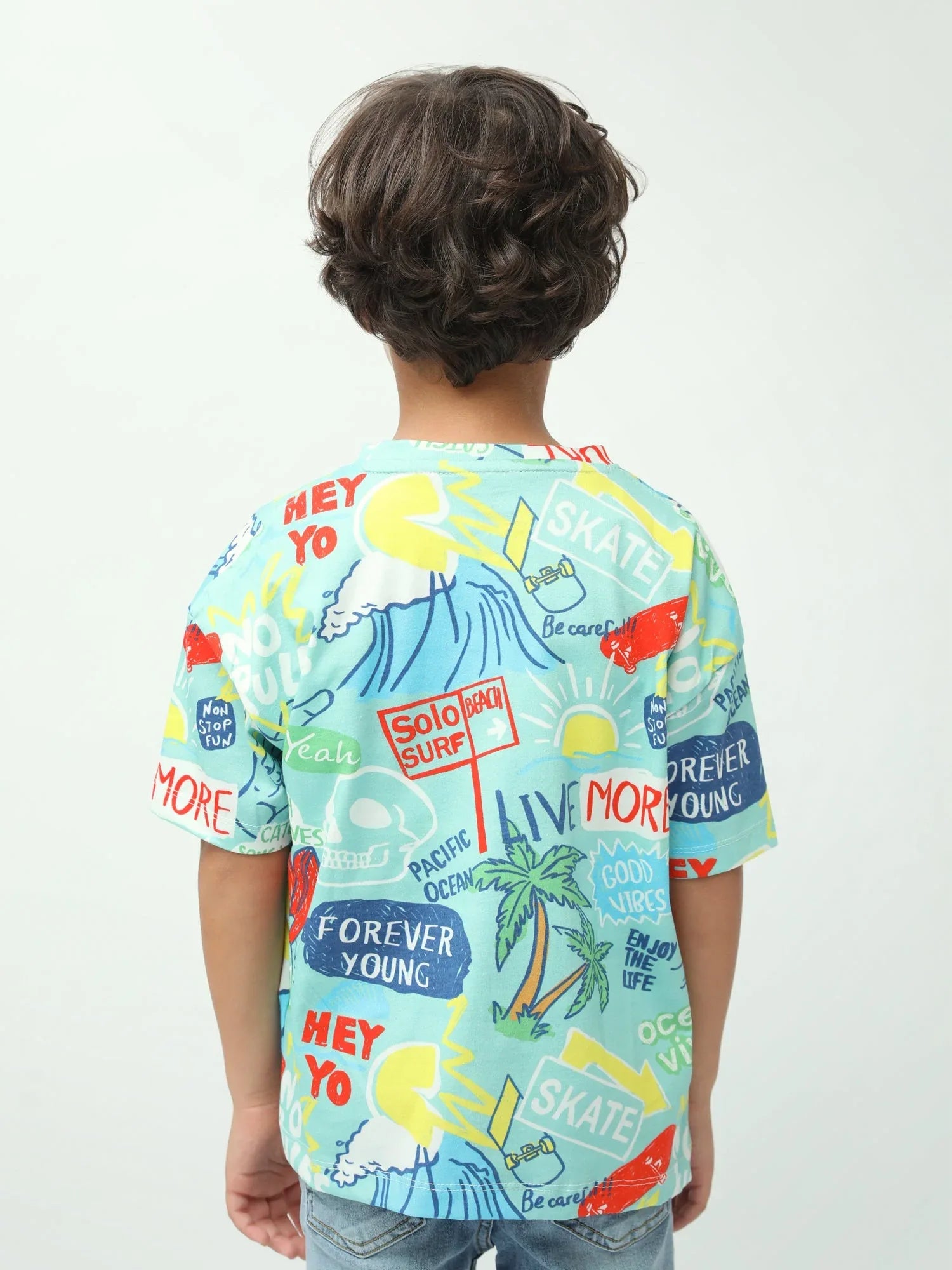 T-shirt garçon imprimé summer surf Live More – manches courtes – TSH24SARO75248MB1 - Justyol