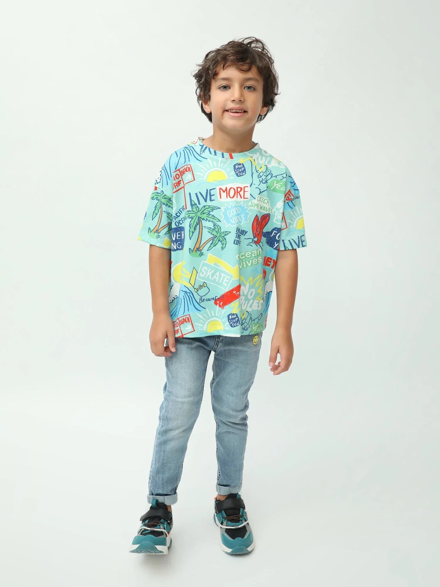 T-shirt garçon imprimé summer surf Live More – manches courtes – TSH24SARO75248MB1 - Justyol