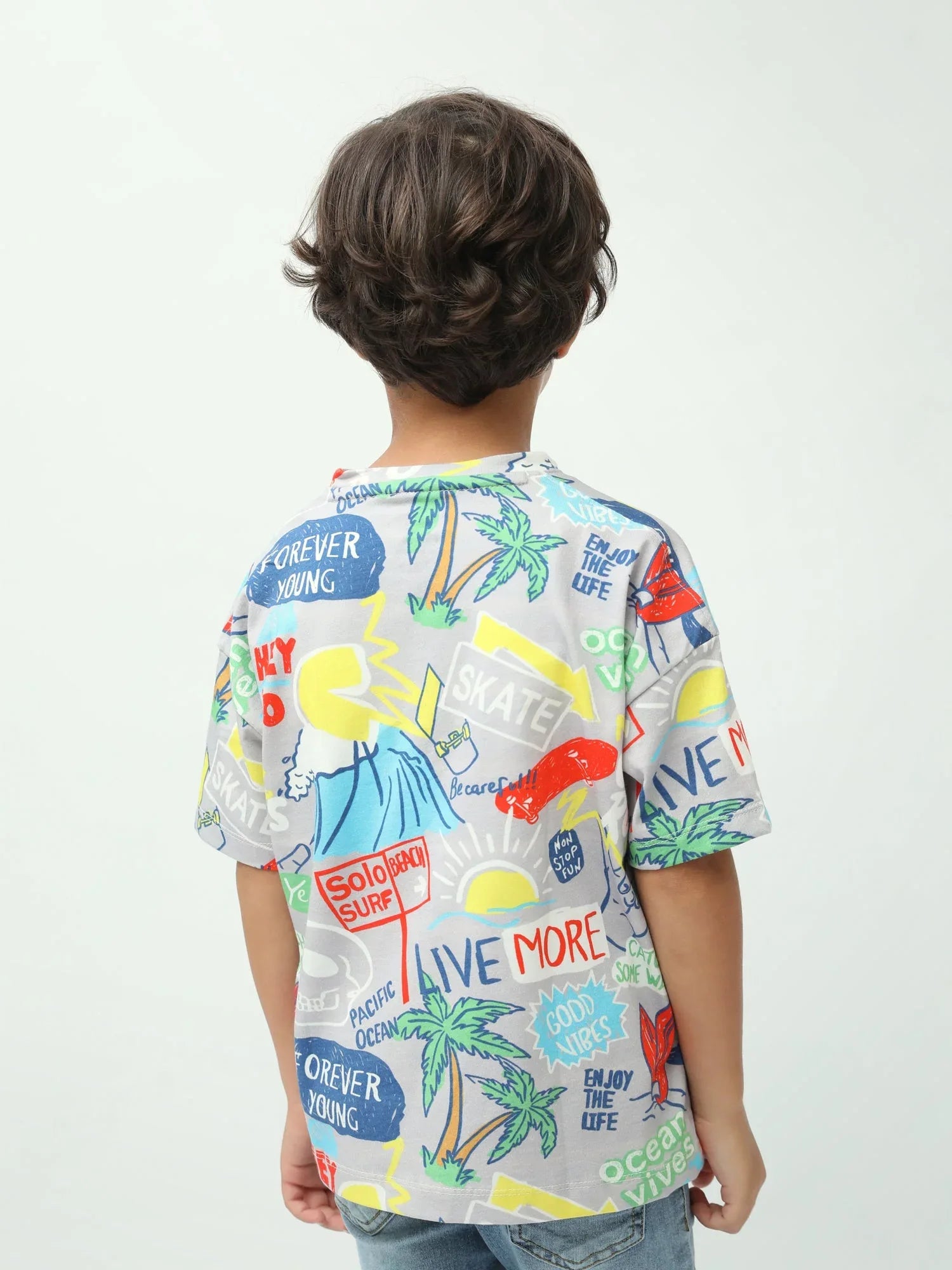 T-shirt garçon imprimé summer surf Live More – manches courtes – TSH24SARO75248MB1 - Justyol
