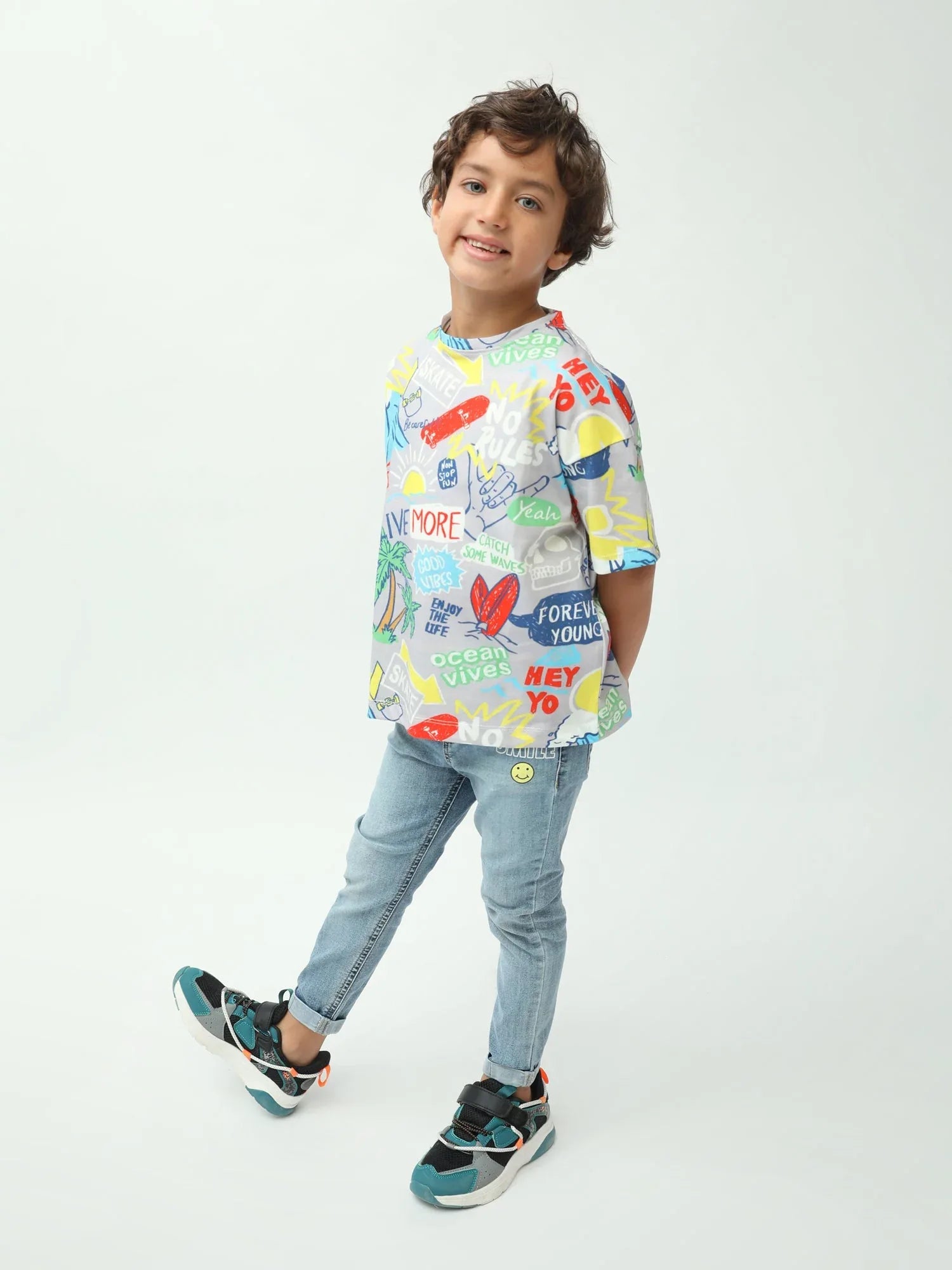 T-shirt garçon imprimé summer surf Live More – manches courtes – TSH24SARO75248MB1 - Justyol