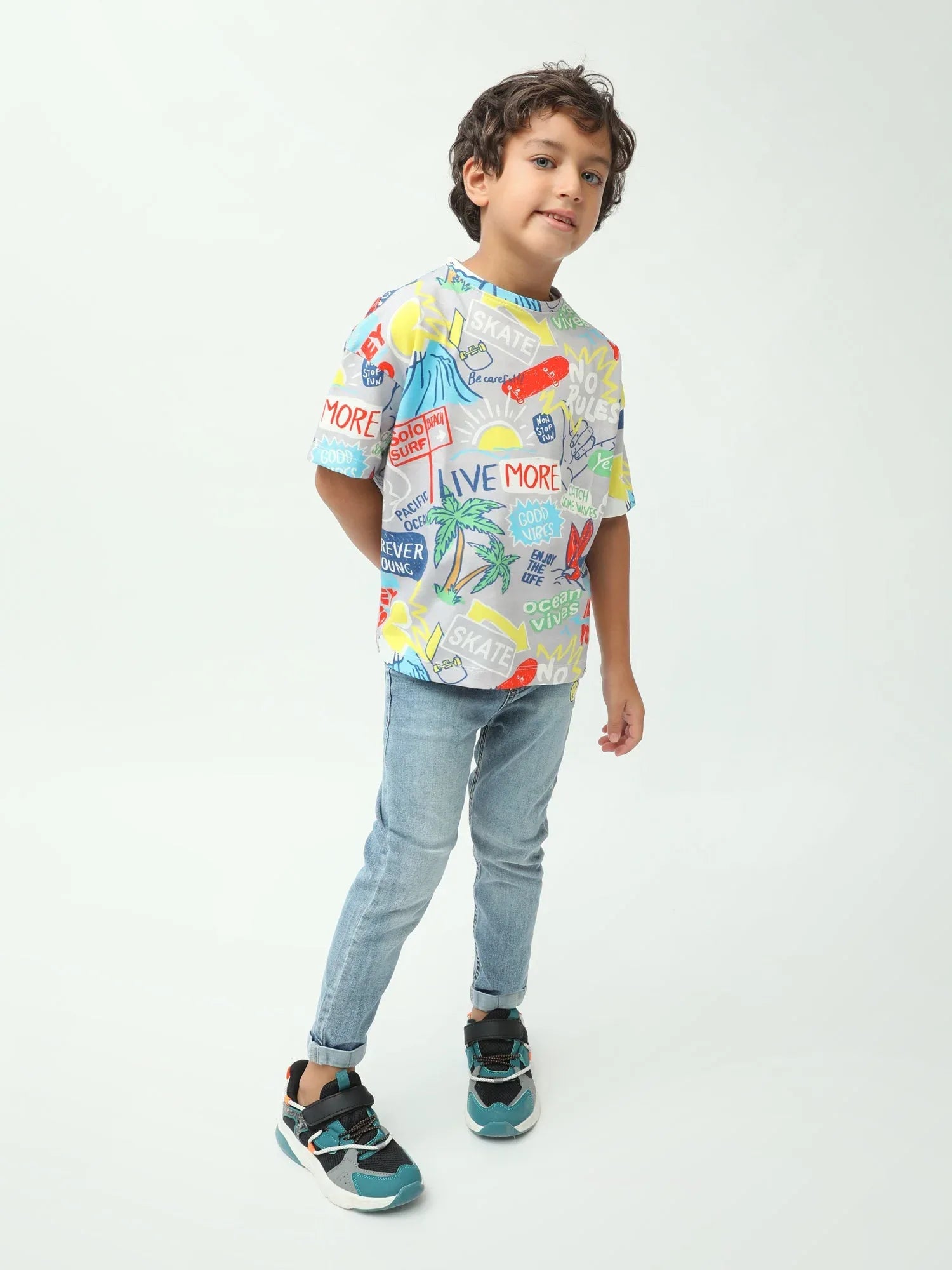 T-shirt garçon imprimé summer surf Live More – manches courtes – TSH24SARO75248MB1 - Justyol