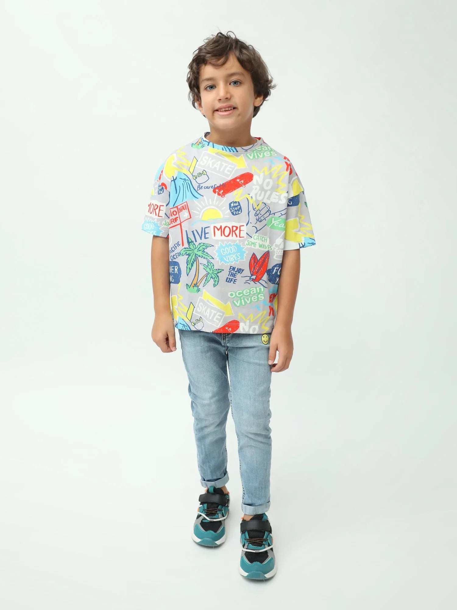 T-shirt garçon imprimé summer surf Live More – manches courtes – TSH24SARO75248MB1 - Justyol