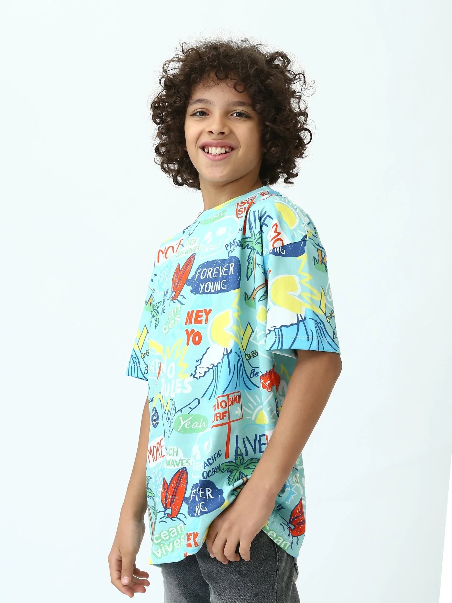T-shirt ado garçon imprimé surf streetwear manches courtesTSH24SARO75248MJ1 - Justyol