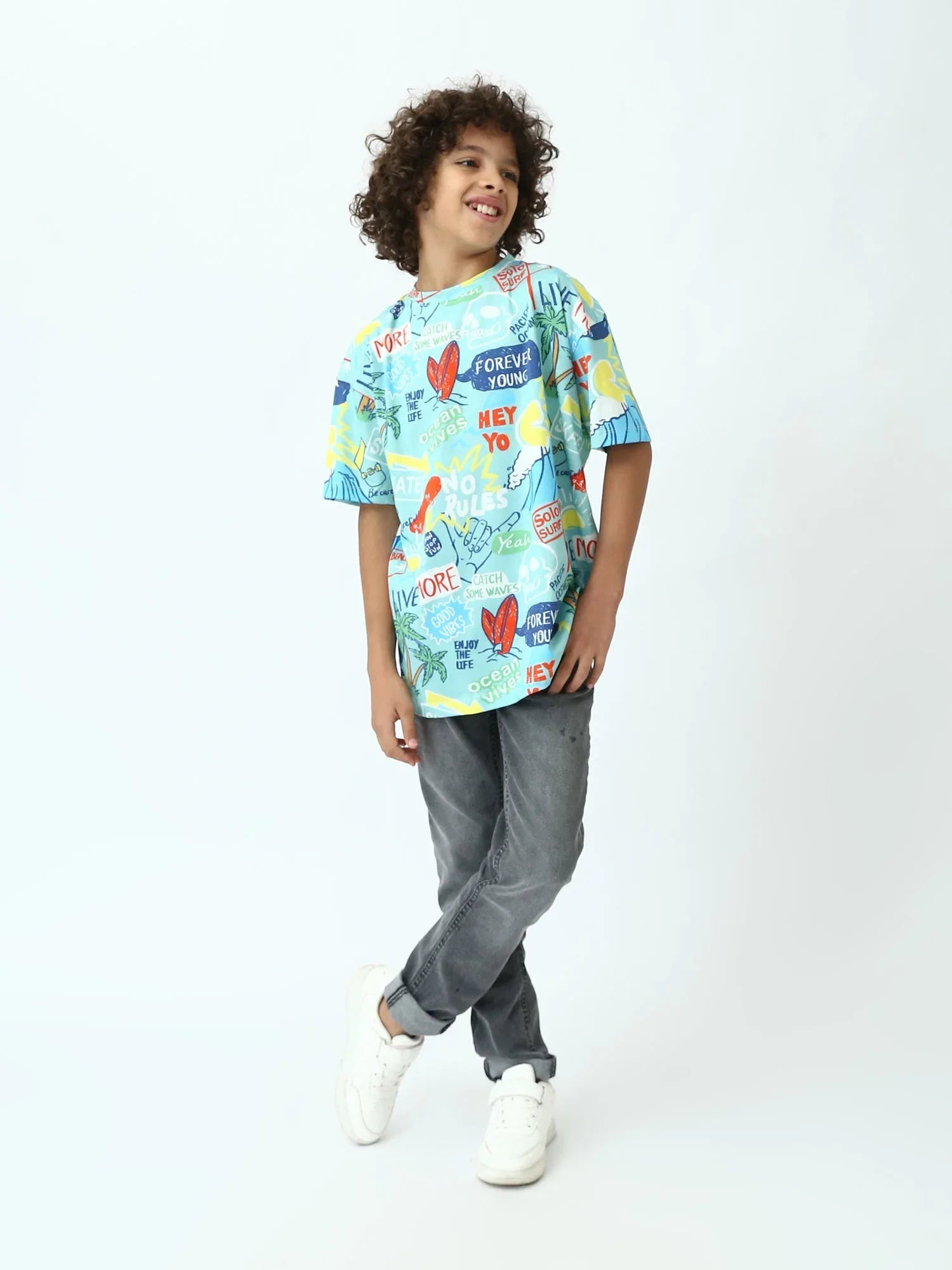 T-shirt ado garçon imprimé surf streetwear manches courtesTSH24SARO75248MJ1 - Justyol