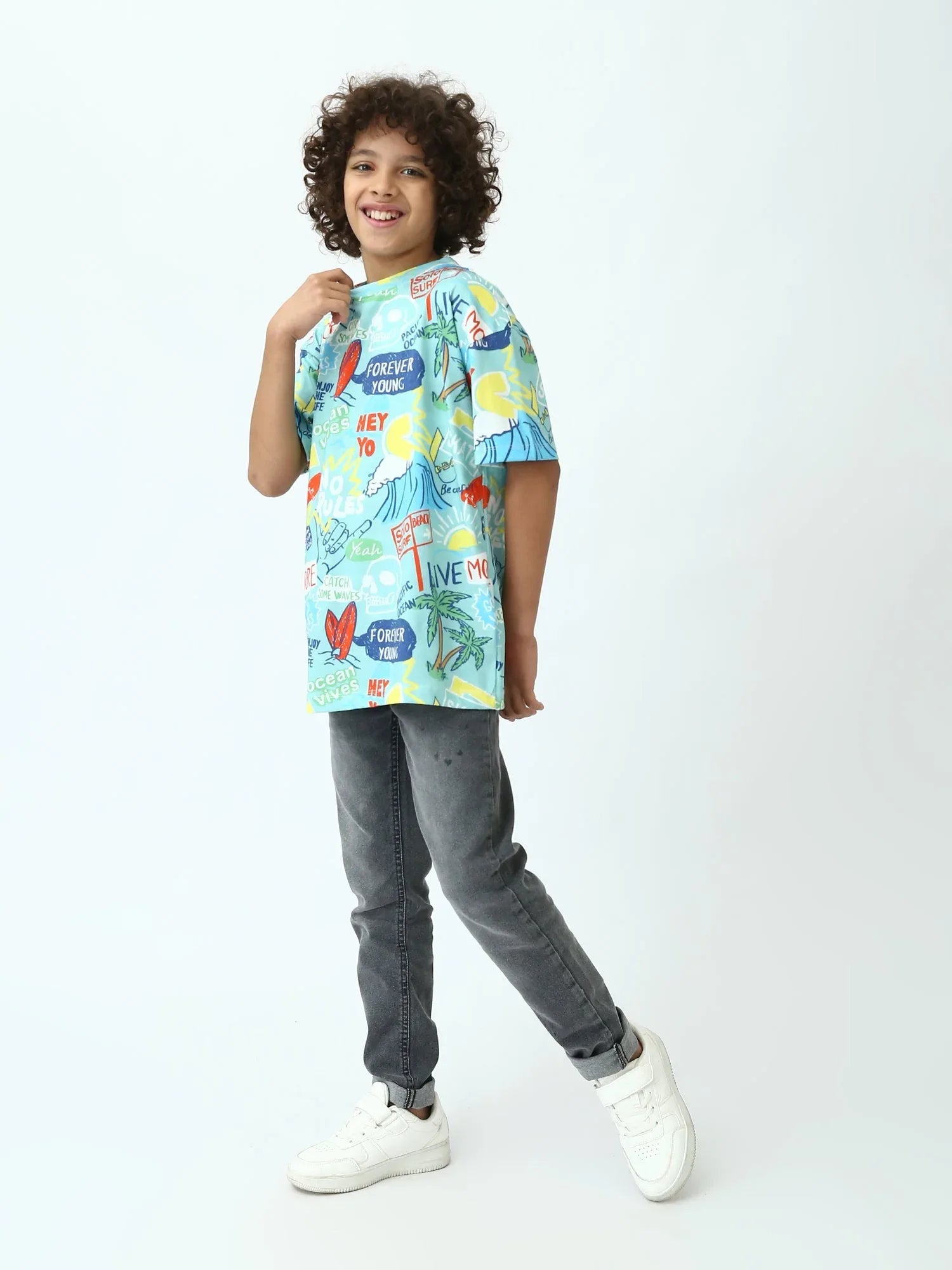T-shirt ado garçon imprimé surf streetwear manches courtesTSH24SARO75248MJ1 - Justyol