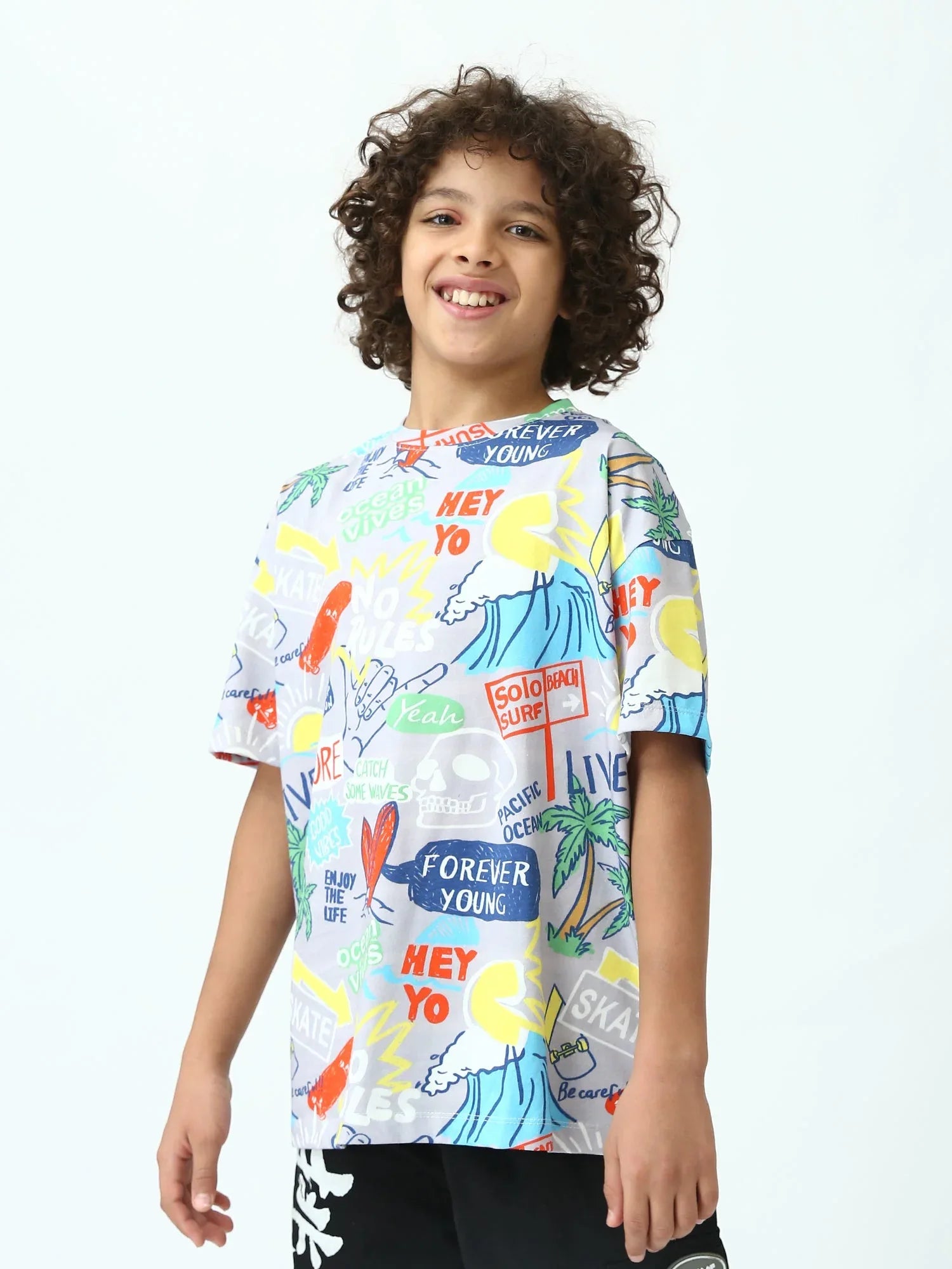 T-shirt ado garçon imprimé surf streetwear manches courtesTSH24SARO75248MJ1 - Justyol