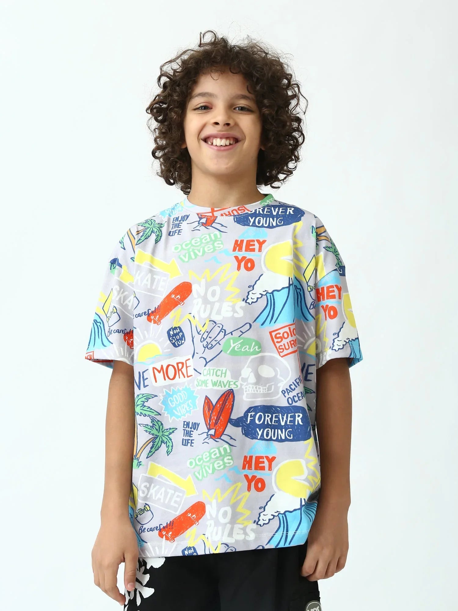 T-shirt ado garçon imprimé surf streetwear manches courtesTSH24SARO75248MJ1 - Justyol