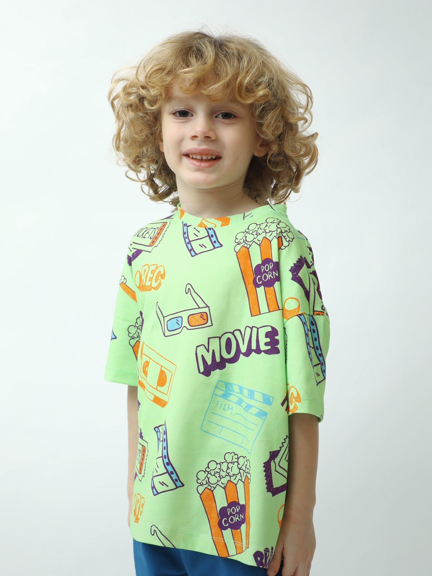 T-shirt Garçon Imprimé Cinéma – Popcorn & Tickets (Manches Courtes) - TSH24SARO75261MB1