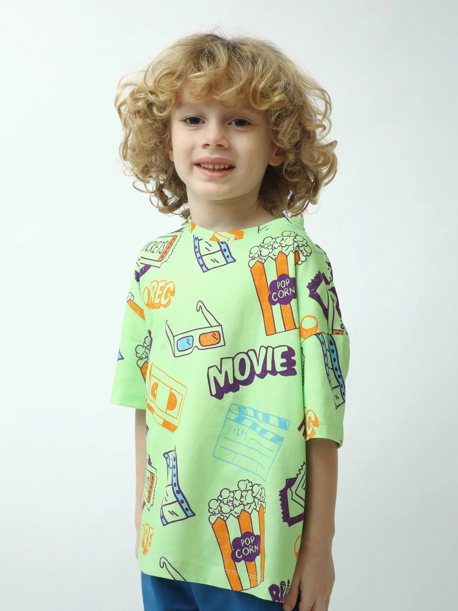 T-shirt Garçon Imprimé Cinéma – Popcorn & Tickets (Manches Courtes) - TSH24SARO75261MB1 - Justyol