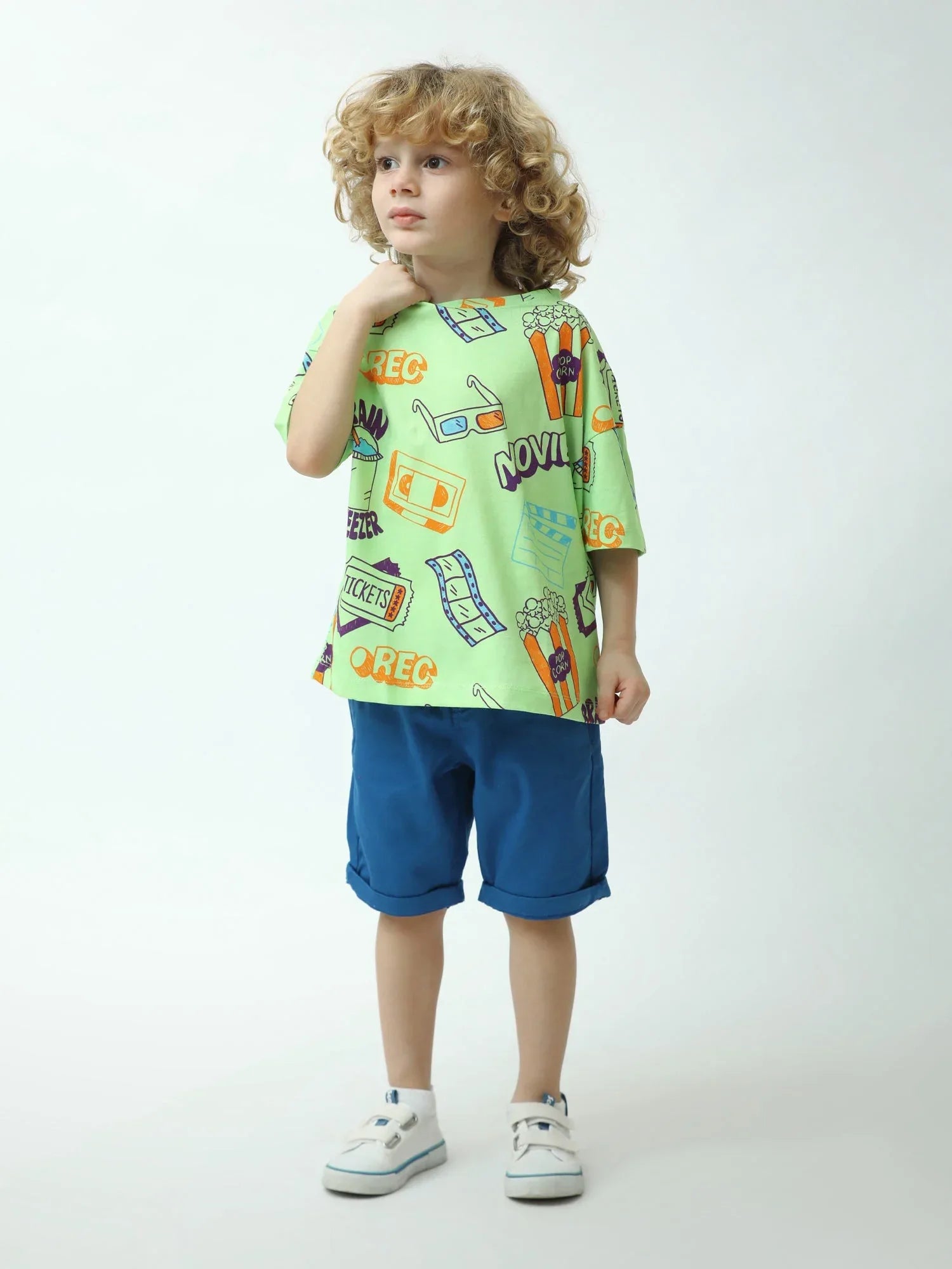 T-shirt Garçon Imprimé Cinéma – Popcorn & Tickets (Manches Courtes) - TSH24SARO75261MB1 - Justyol
