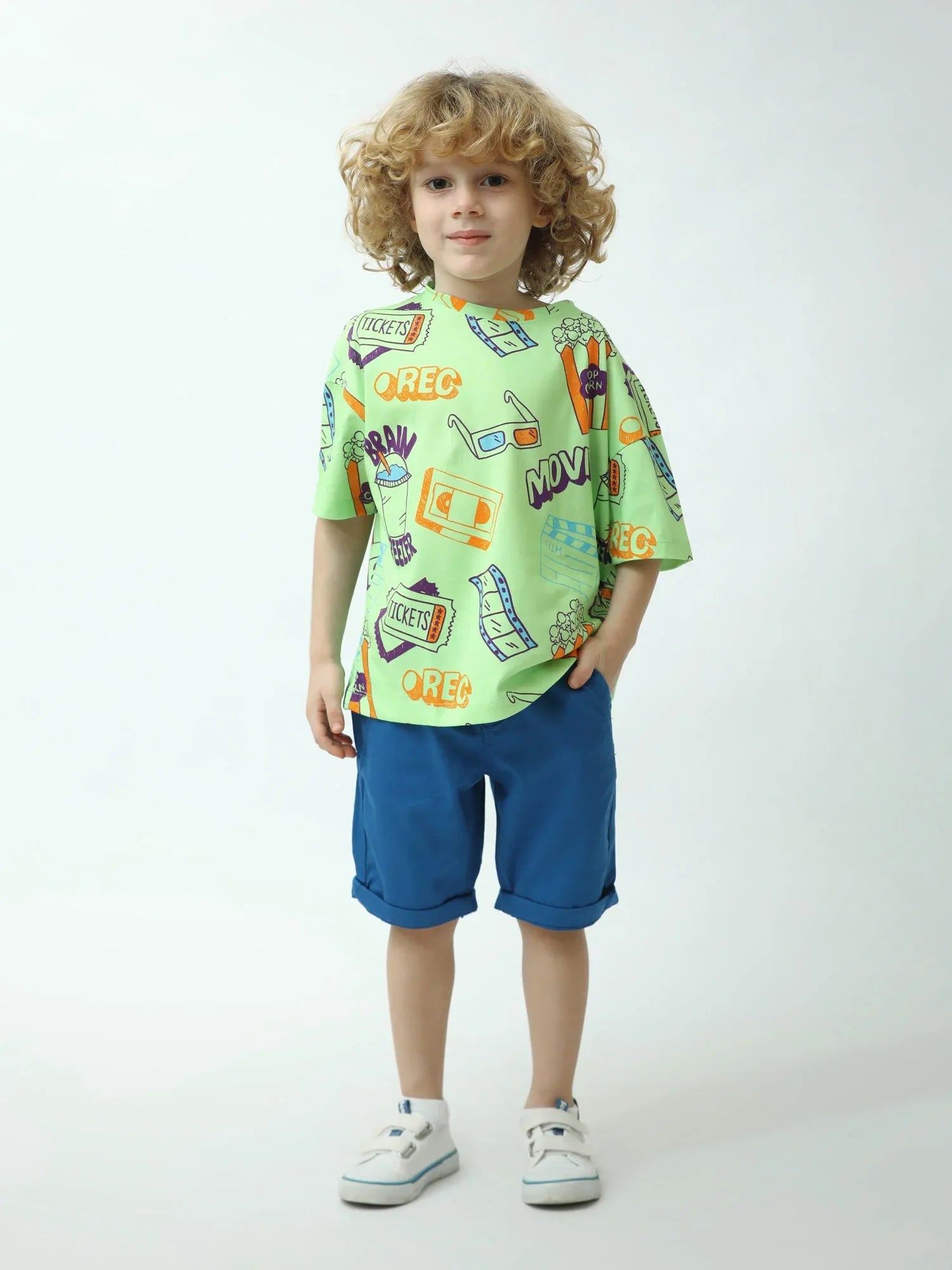 T-shirt Garçon Imprimé Cinéma – Popcorn & Tickets (Manches Courtes) - TSH24SARO75261MB1 - Justyol