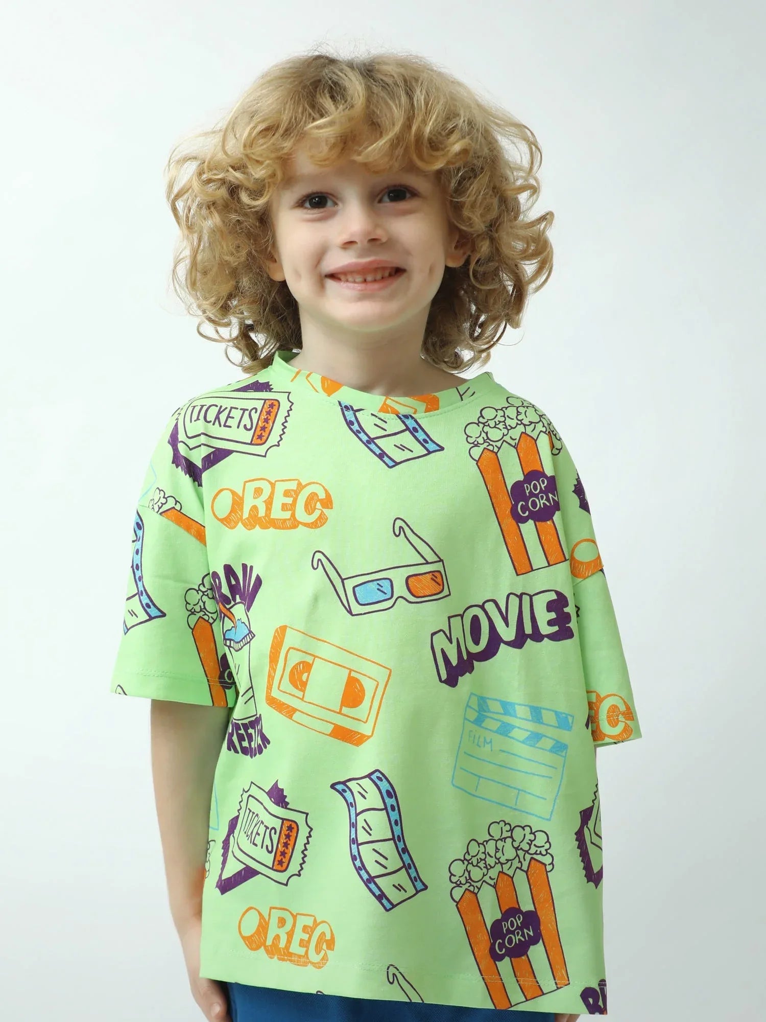 T-shirt Garçon Imprimé Cinéma – Popcorn & Tickets (Manches Courtes) - TSH24SARO75261MB1 - Justyol