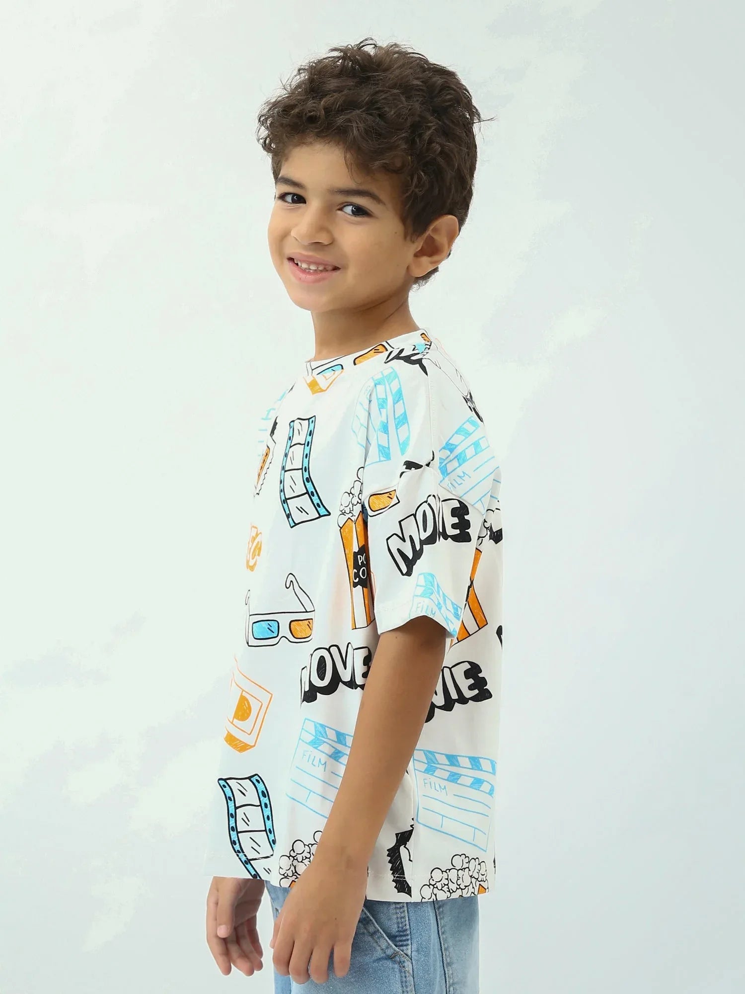 T-shirt Garçon Imprimé Cinéma – Popcorn & Tickets (Manches Courtes) - TSH24SARO75261MB1 - Justyol