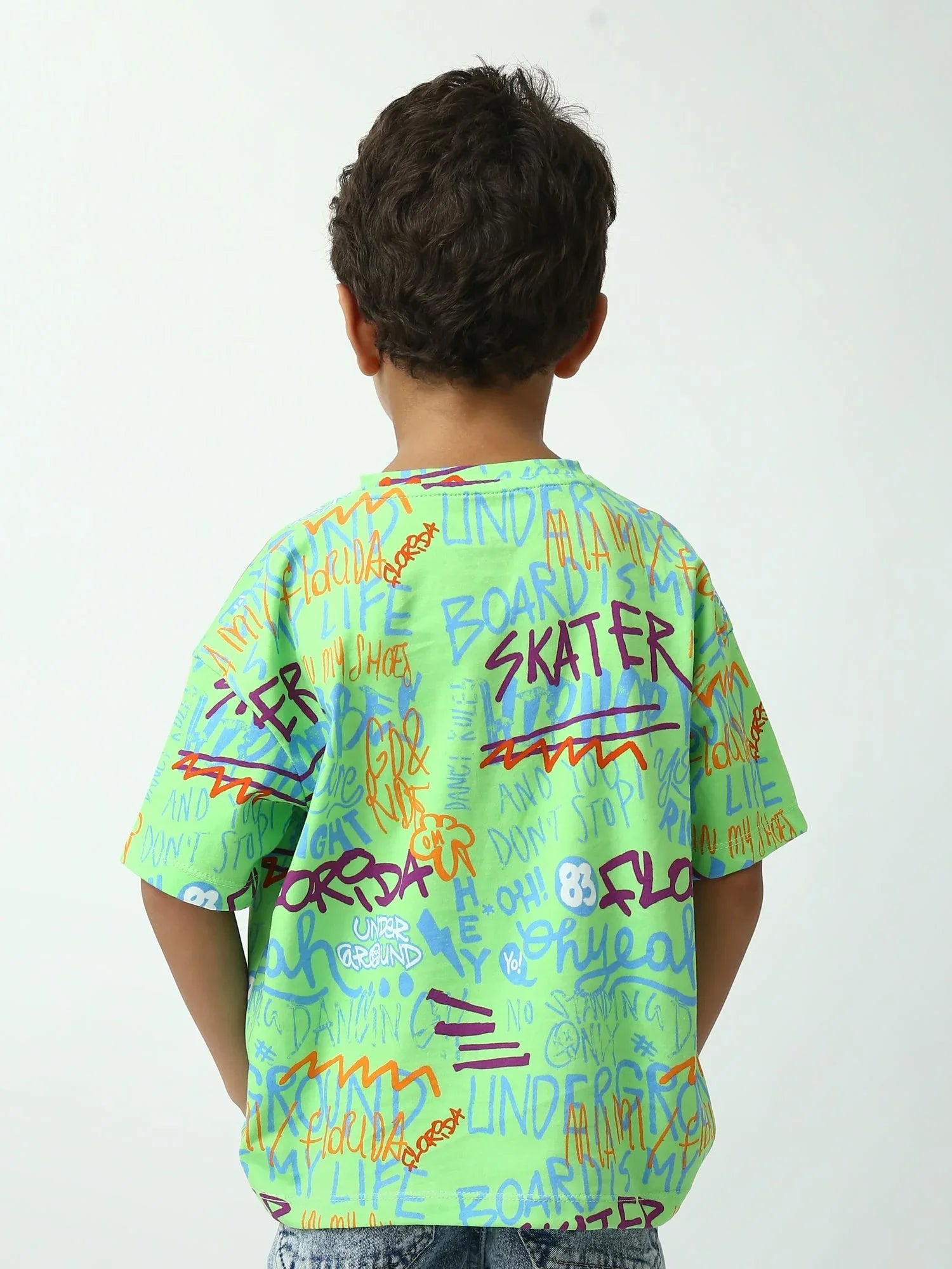 T-shirt garçon imprimé graffiti Skater, manches courtes, coupe oversize - TSH24SARO75265MB1 - Justyol