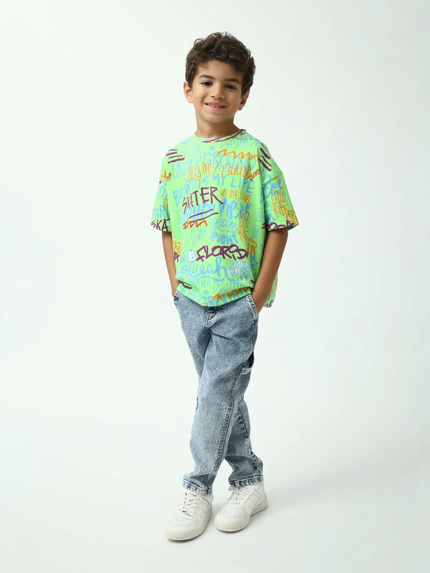 T-shirt garçon imprimé graffiti Skater, manches courtes, coupe oversize - TSH24SARO75265MB1 - Justyol