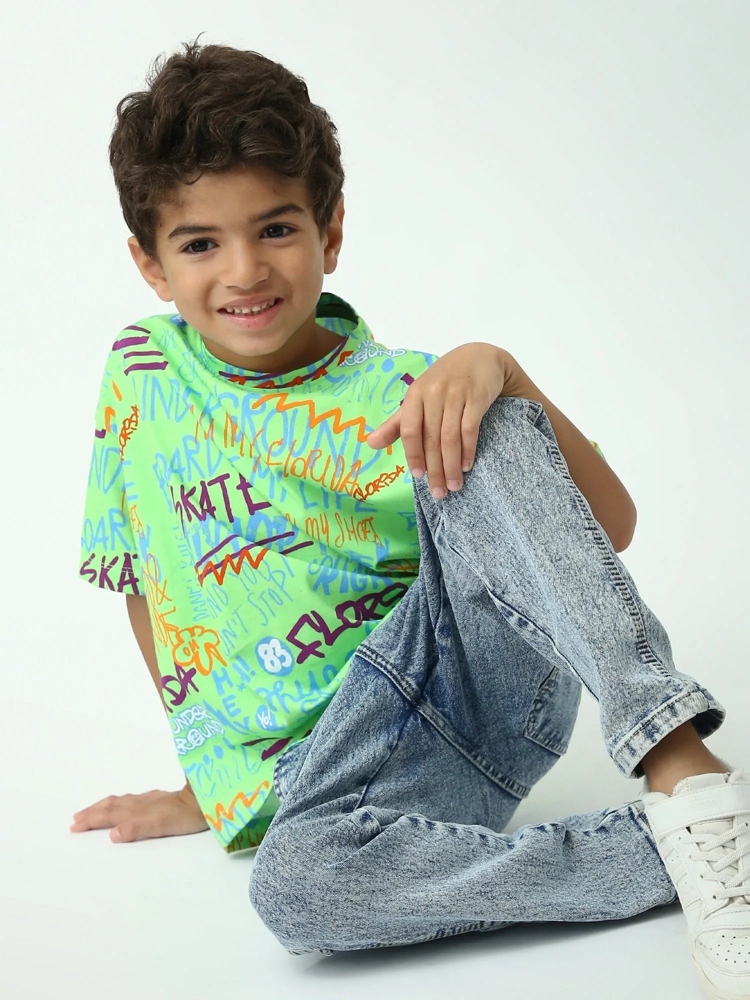 T-shirt garçon imprimé graffiti Skater, manches courtes, coupe oversize - TSH24SARO75265MB1 - Justyol