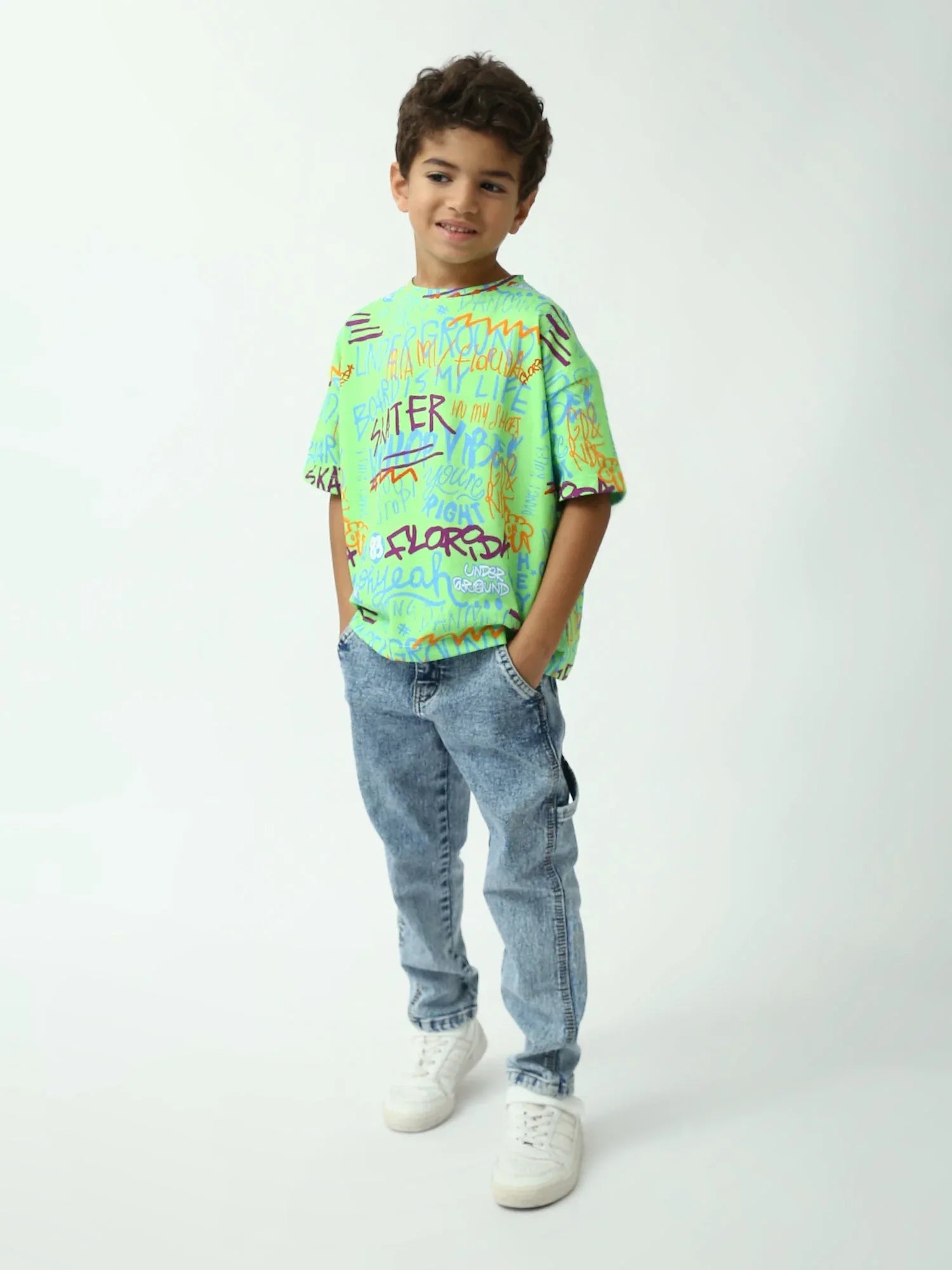 T-shirt garçon imprimé graffiti Skater, manches courtes, coupe oversize - TSH24SARO75265MB1 - Justyol