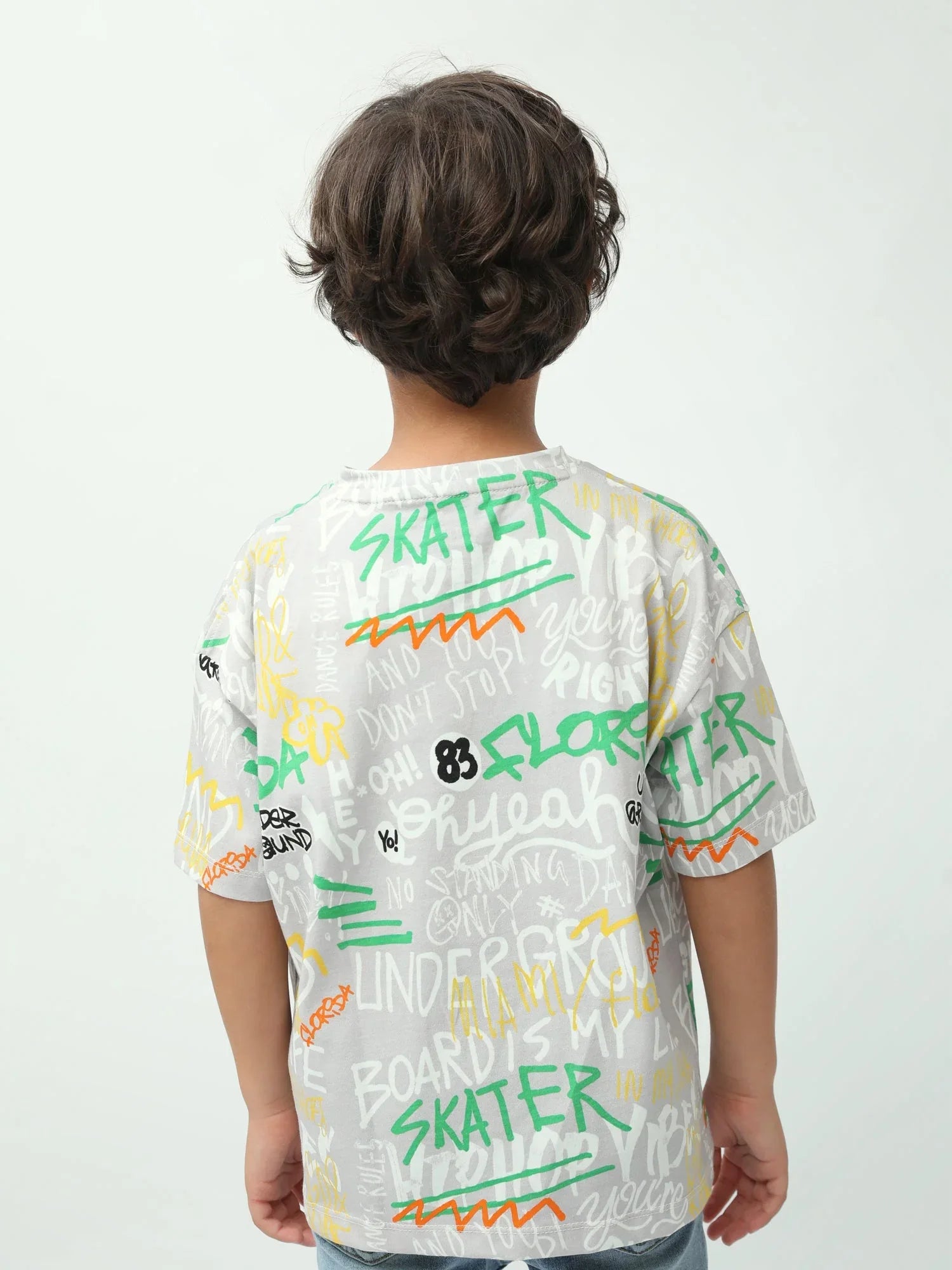 T-shirt garçon imprimé graffiti Skater, manches courtes, coupe oversize - TSH24SARO75265MB1 - Justyol