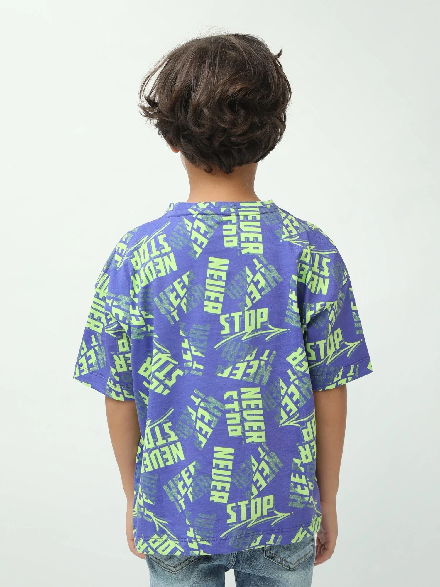 T-shirt garçon imprimé streetwear all-over manches courtes col rond - TSH24SARO75280MB1 - Justyol
