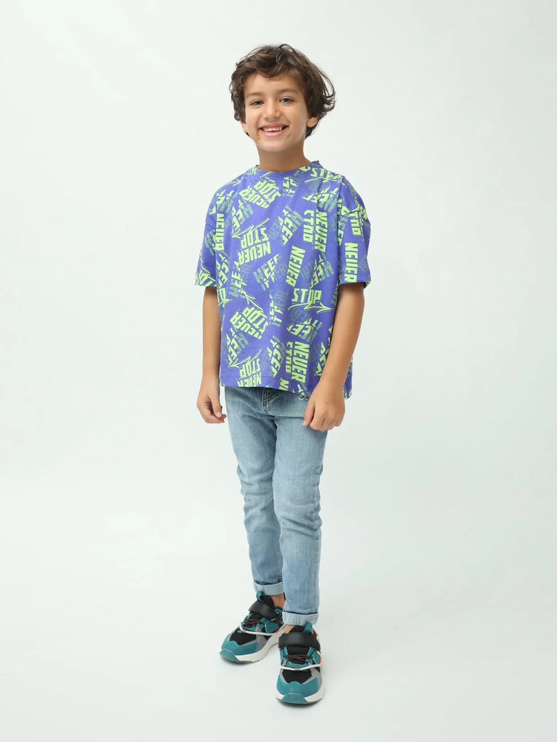 T-shirt garçon imprimé streetwear all-over manches courtes col rond - TSH24SARO75280MB1