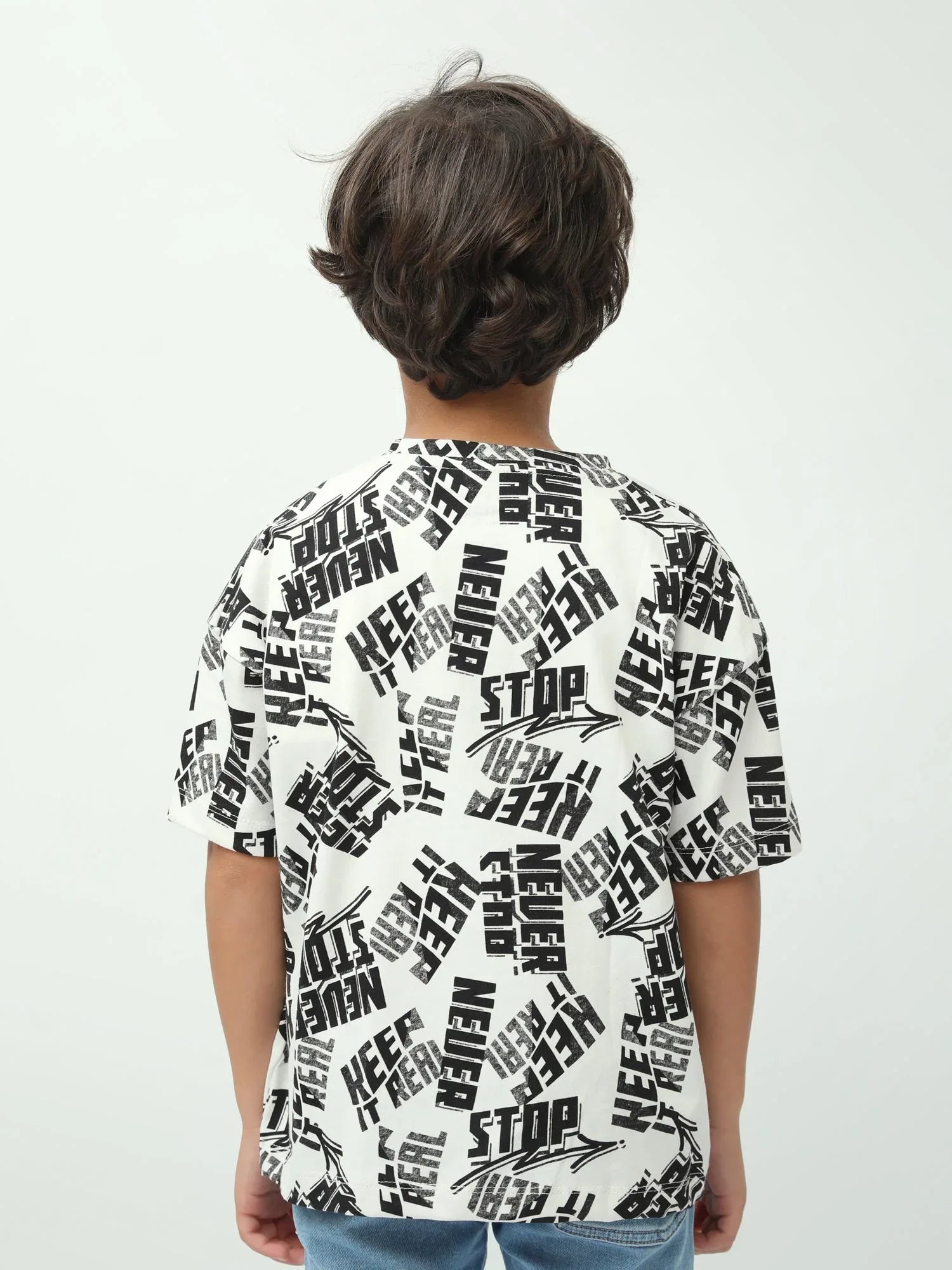 T-shirt garçon imprimé streetwear all-over manches courtes col rond - TSH24SARO75280MB1 - Justyol
