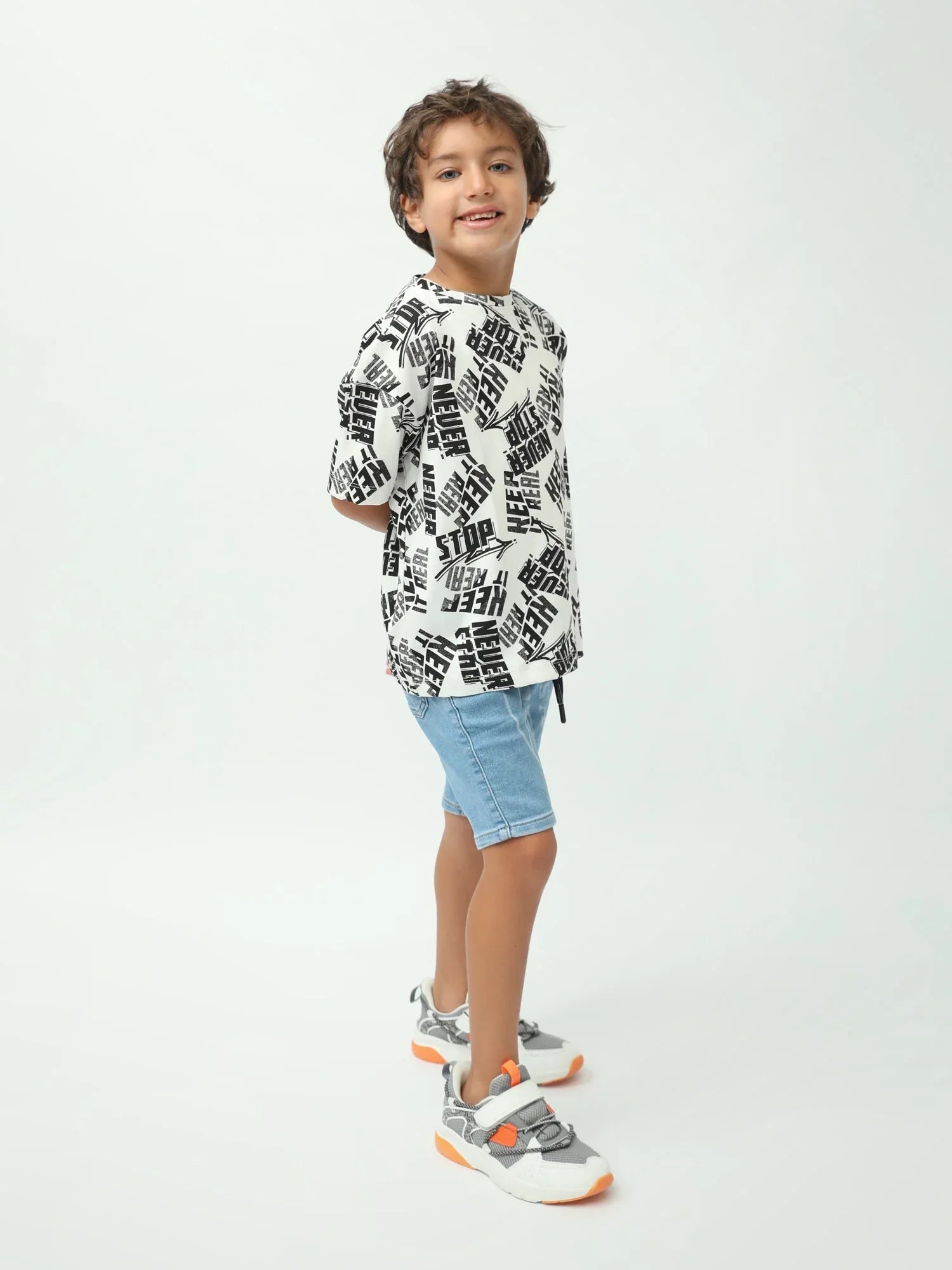 T-shirt garçon imprimé streetwear all-over manches courtes col rond - TSH24SARO75280MB1 - Justyol