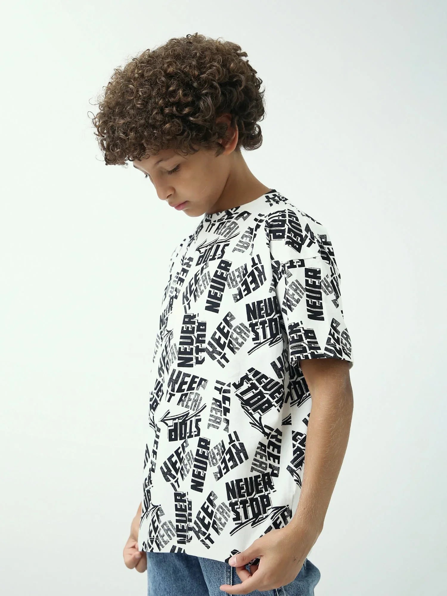 T-shirt ado garçon imprimé all-over Keep It Real, manches courtes - TSH24SARO75280MJ1 - Justyol