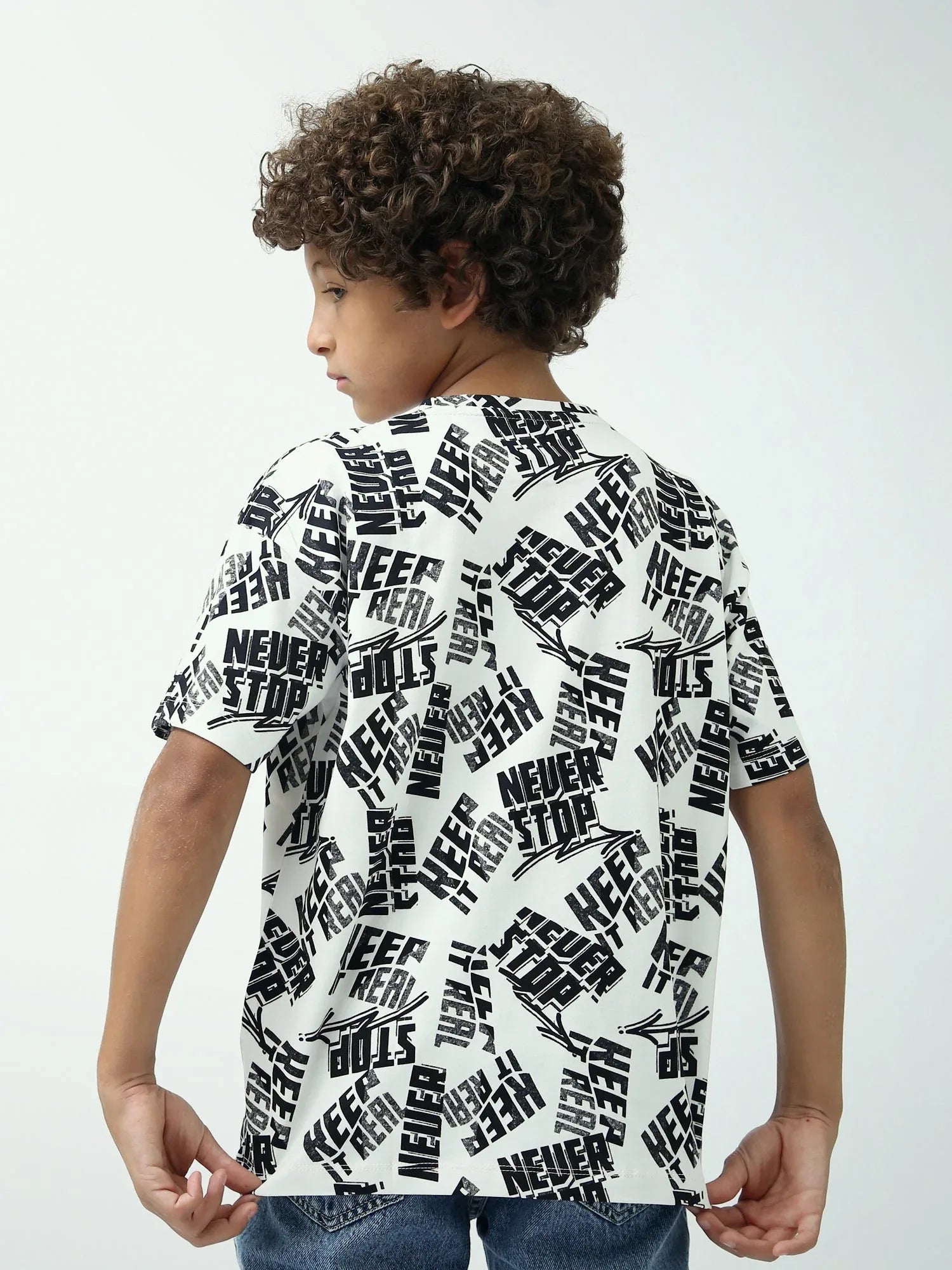 T-shirt ado garçon imprimé all-over Keep It Real, manches courtes - TSH24SARO75280MJ1 - Justyol