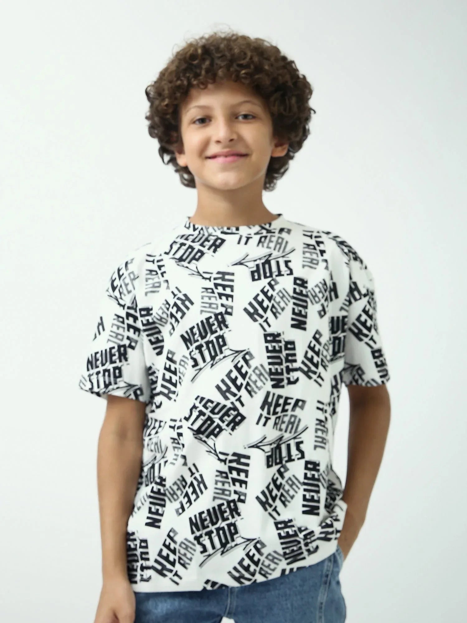 T-shirt ado garçon imprimé all-over Keep It Real, manches courtes - TSH24SARO75280MJ1 - Justyol
