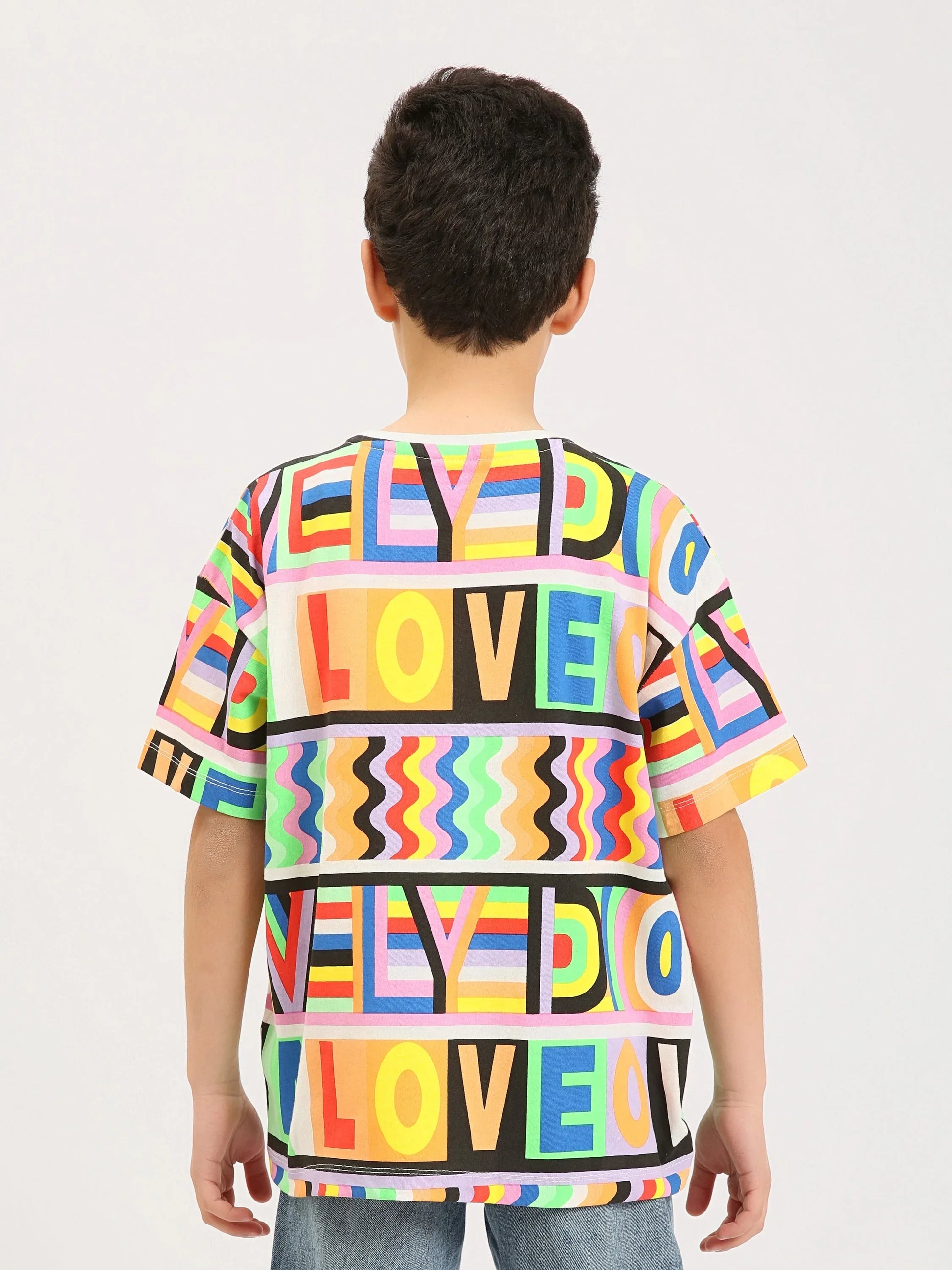 T-shirt garçon ado imprimé multicolore LOVE – Manches courtes - TSH24SARO75478MJ1 - Justyol