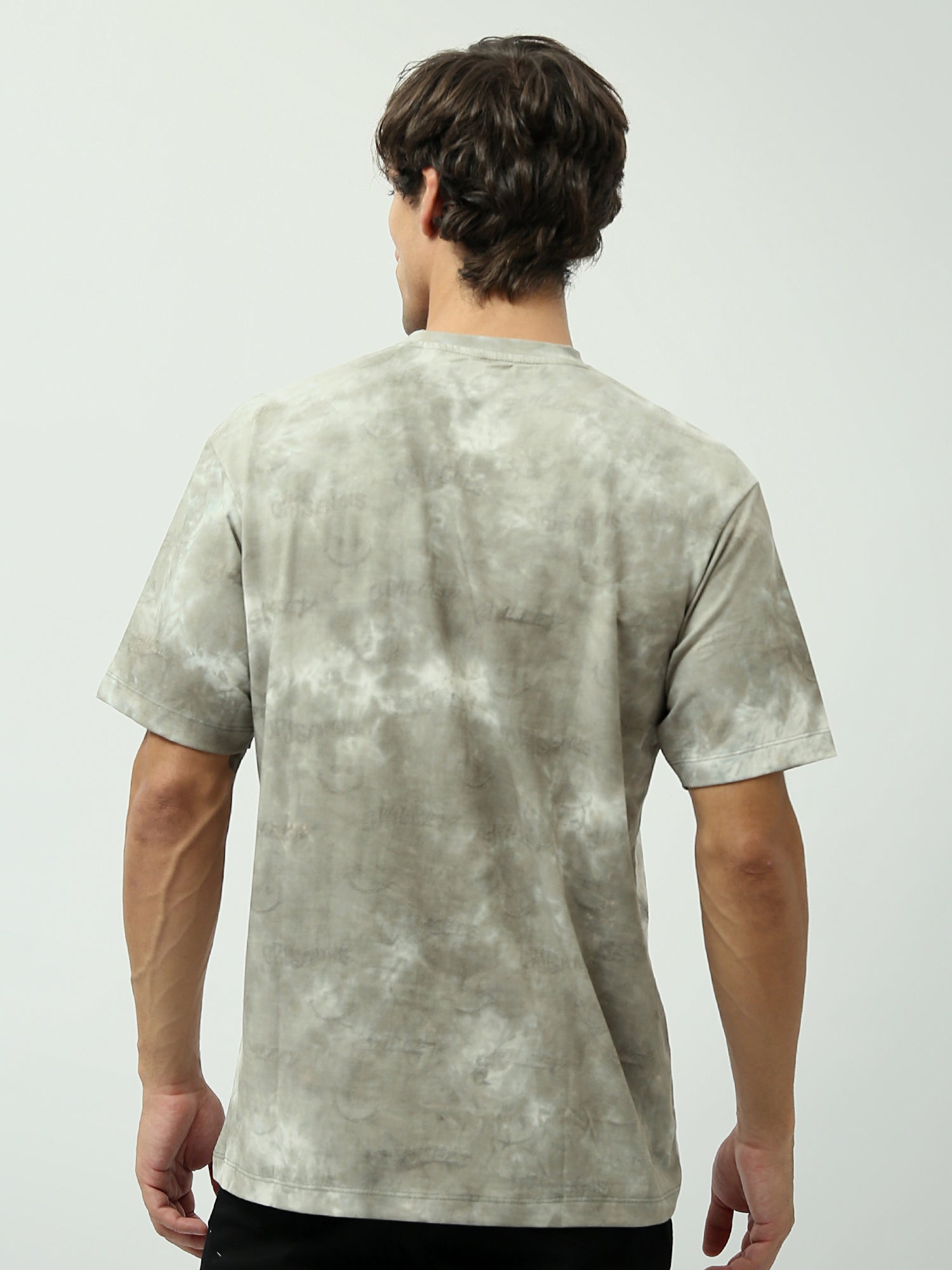 T-shirt décontracté "Smiley" Olive – Design Tie-Dye avec motif brodé - TSH24SARR20072TM1