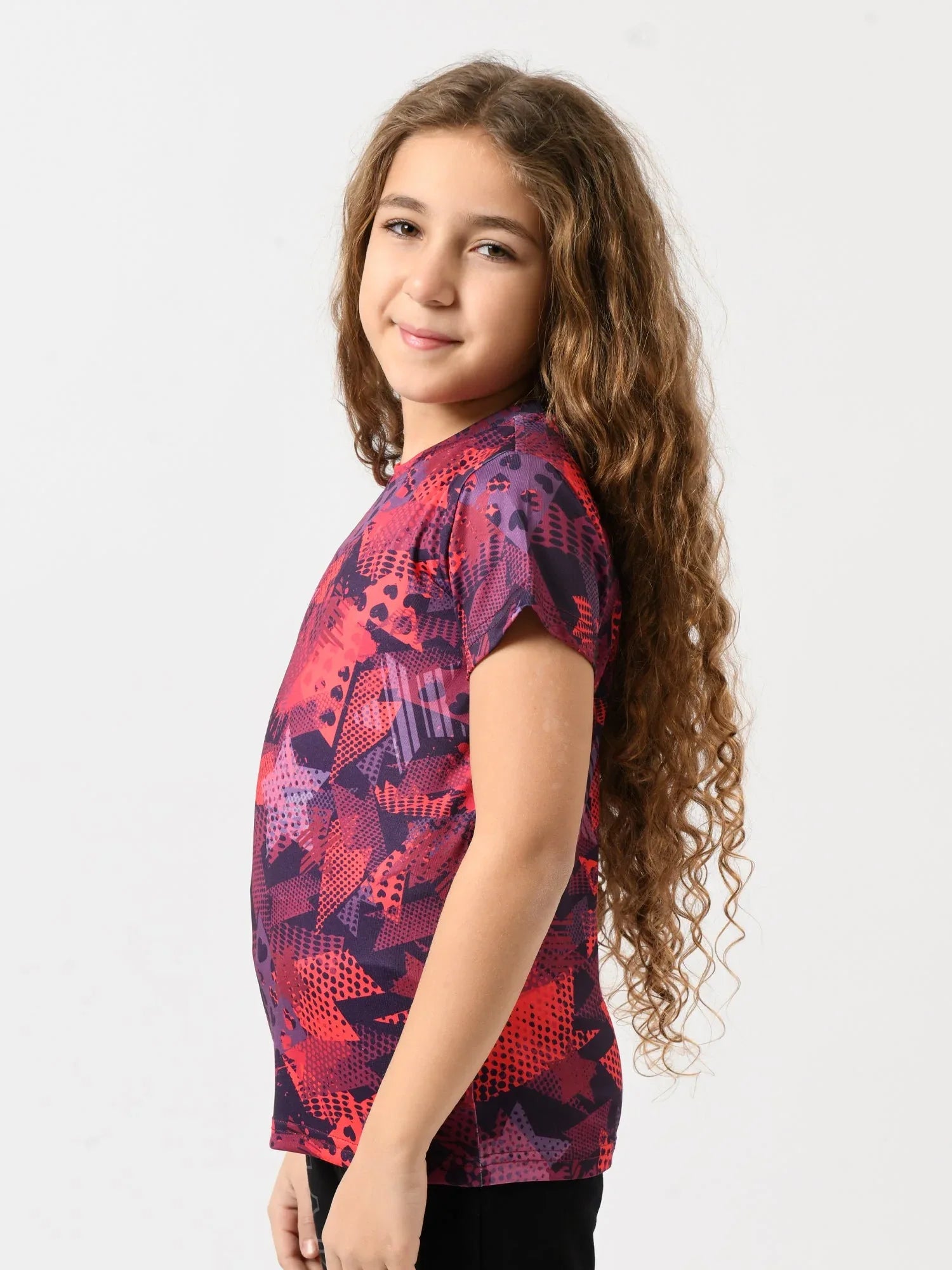 T-shirt fille à manches courtes, imprimé all-over étoiles & motifs – TSH24SARR71081MG1 - Justyol