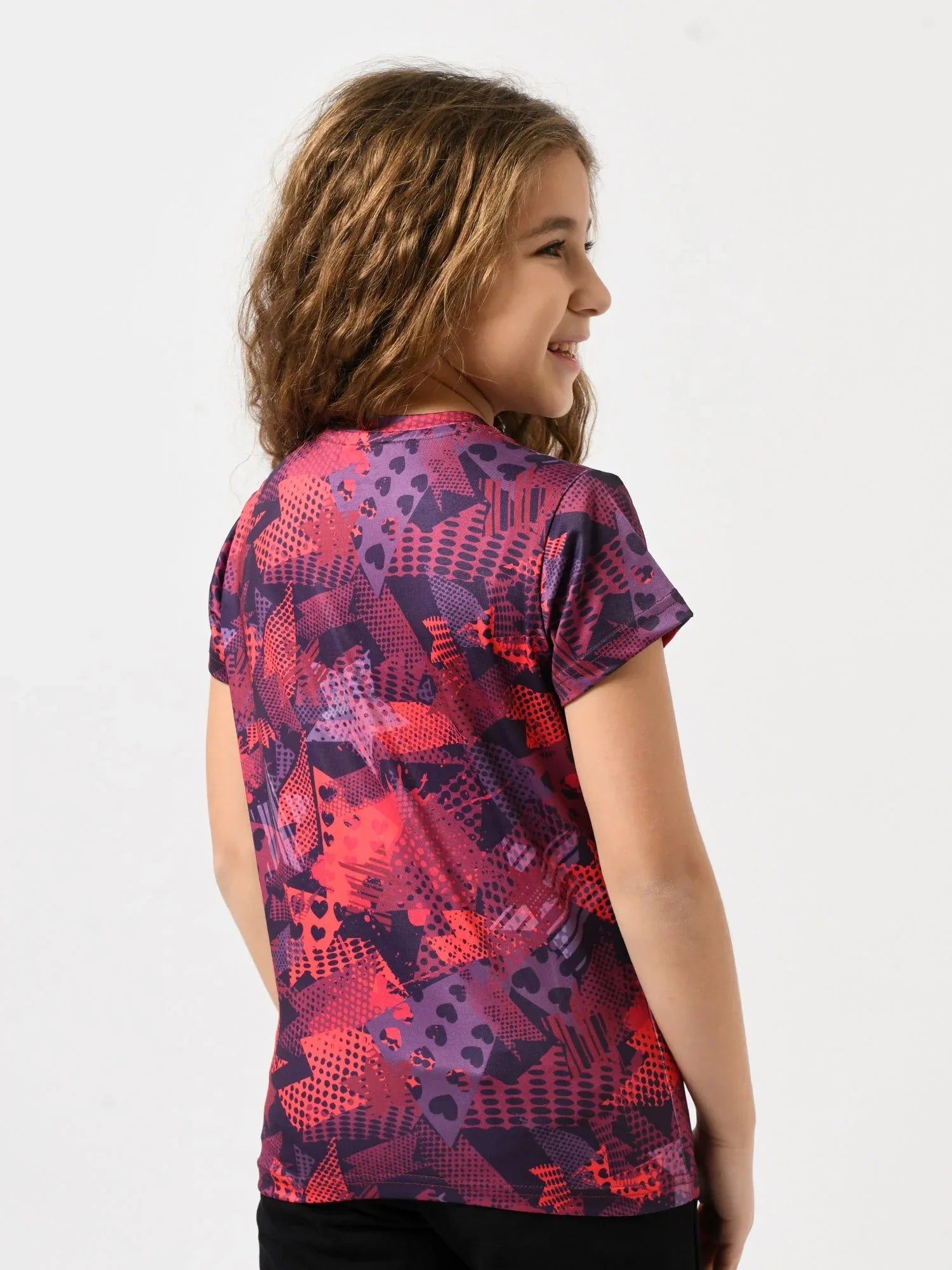 T-shirt fille à manches courtes, imprimé all-over étoiles & motifs – TSH24SARR71081MG1 - Justyol