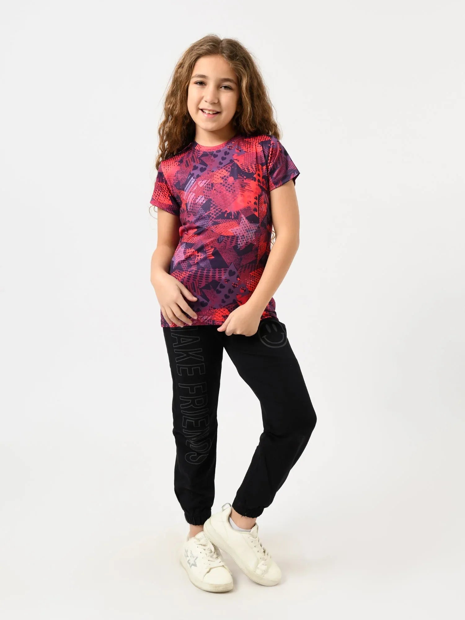 T-shirt fille à manches courtes, imprimé all-over étoiles & motifs – TSH24SARR71081MG1 - Justyol