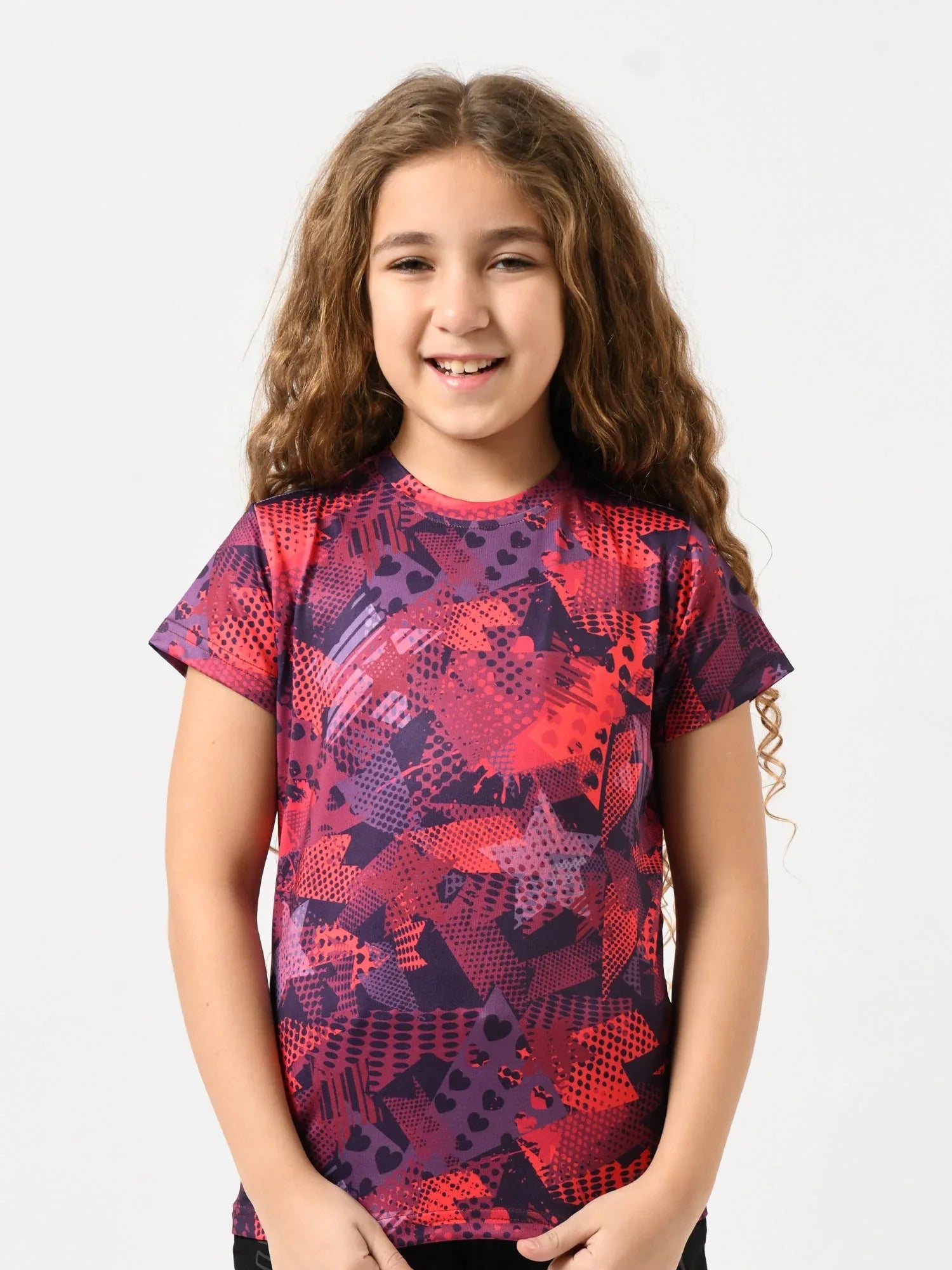 T-shirt fille à manches courtes, imprimé all-over étoiles & motifs – TSH24SARR71081MG1 - Justyol