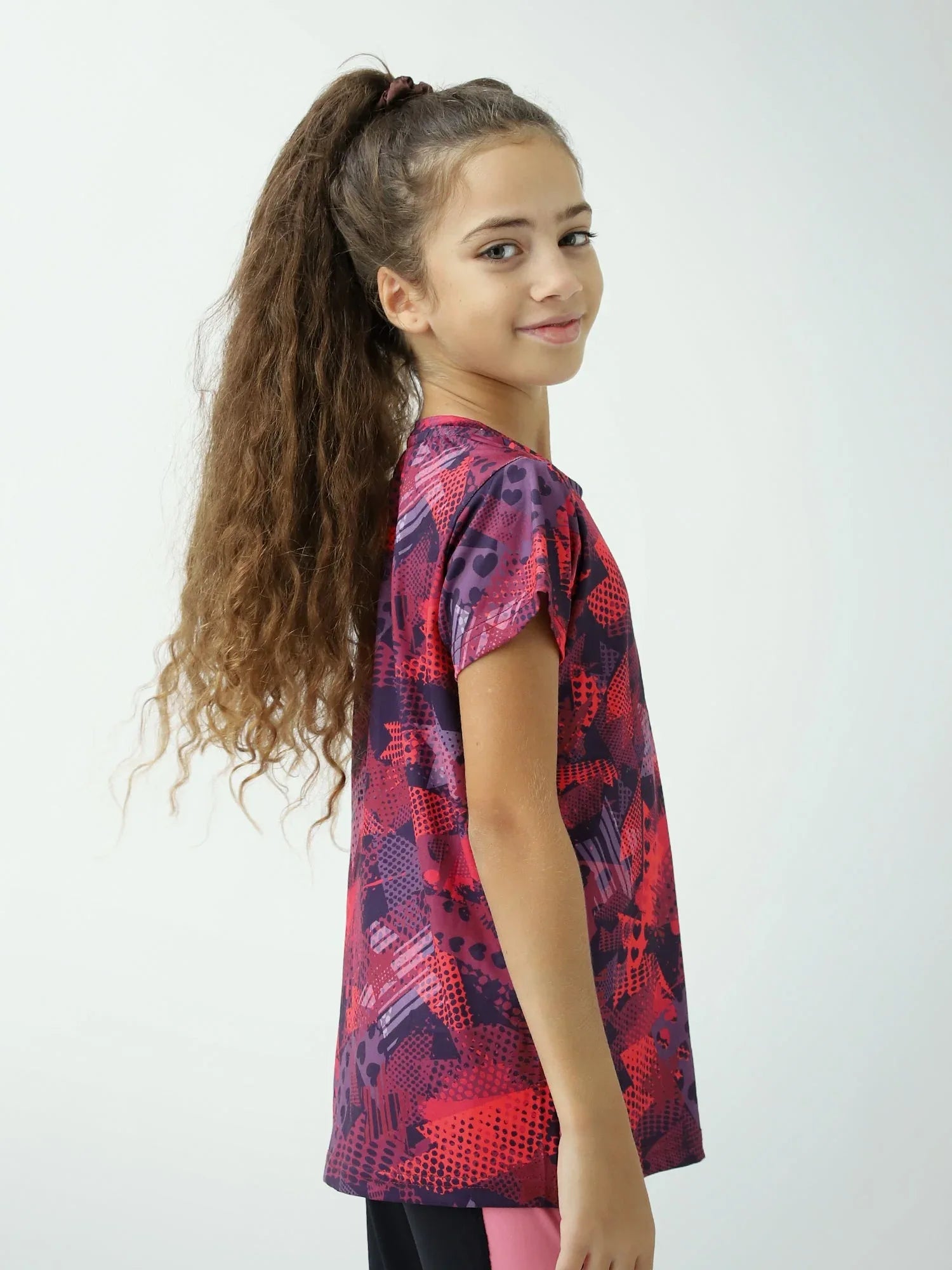 T-shirt ado fille à manches courtes, imprimé all-over étoiles & motifs – TSH24SARR71081MR1 - Justyol