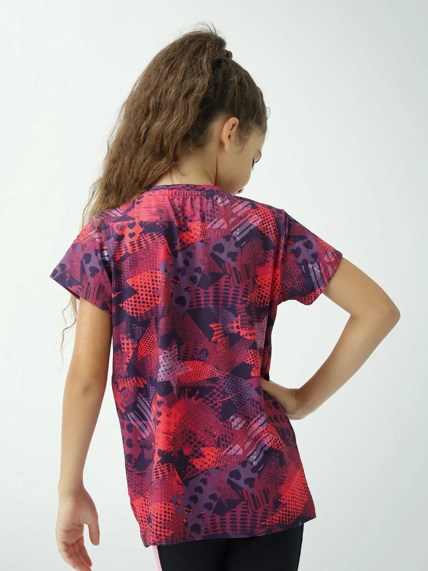 T-shirt ado fille à manches courtes, imprimé all-over étoiles & motifs – TSH24SARR71081MR1 - Justyol