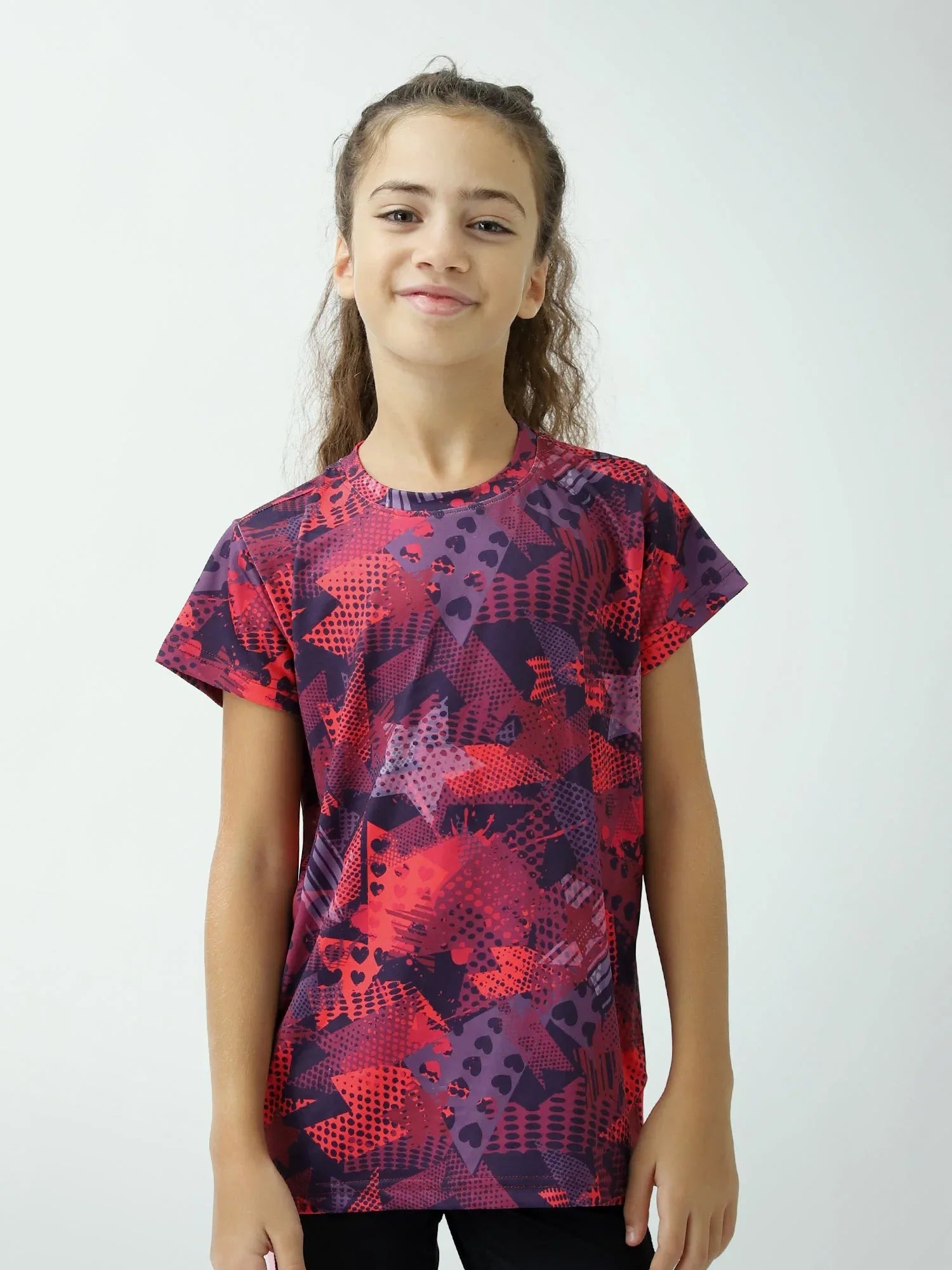 T-shirt ado fille à manches courtes, imprimé all-over étoiles & motifs – TSH24SARR71081MR1 - Justyol