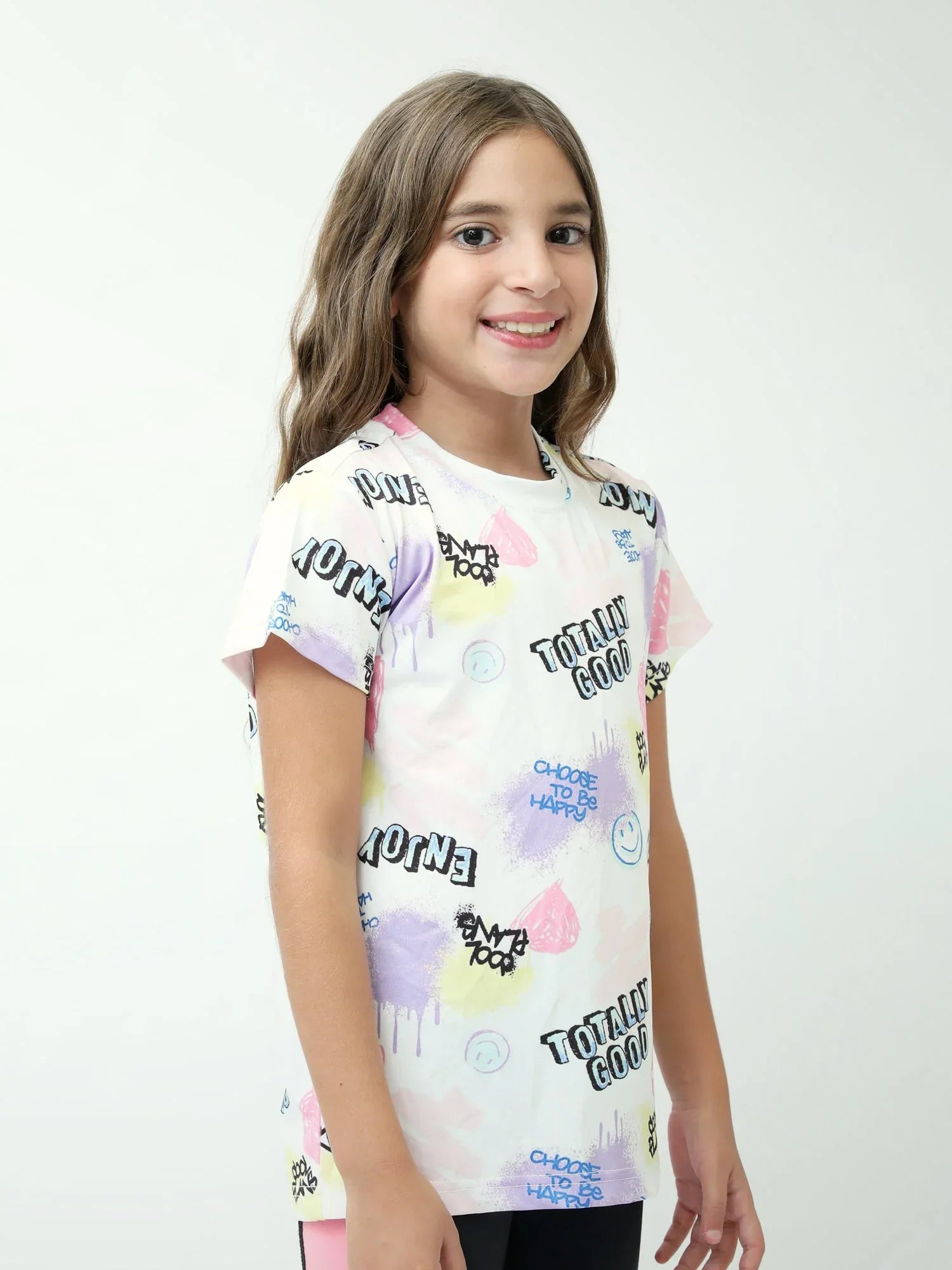T-shirt fille à manches courtes, imprimé all-over Totally Good – TSH24SARR71085MG1 - Justyol