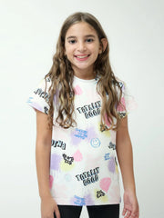 T-shirt fille à manches courtes, imprimé all-over Totally Good – TSH24SARR71085MG1 - Justyol