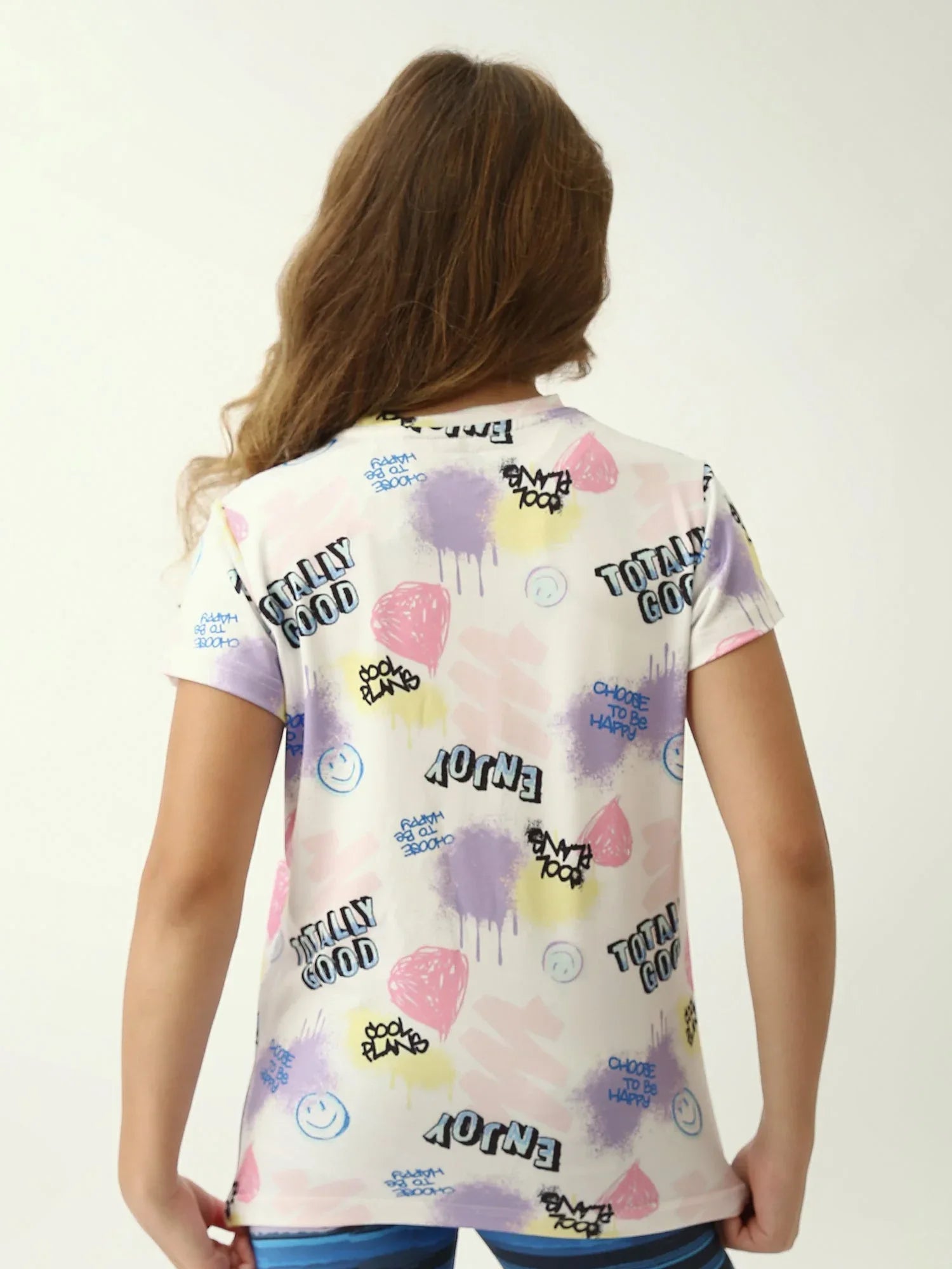 T-shirt ado fille à manches courtes, imprimé all-over Street Pop – TSH24SARR71085MR1 - Justyol