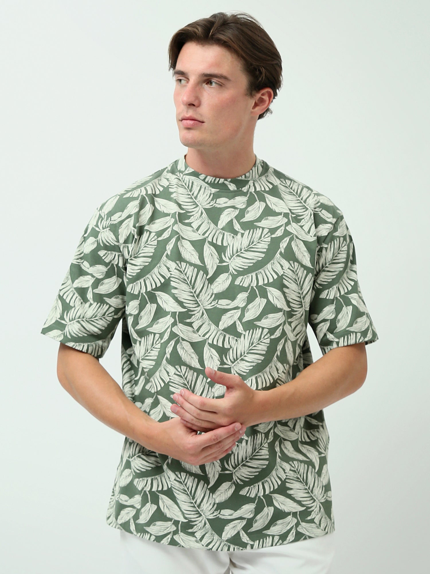 <tc>T-shirt pour hommes avec motif de feuilles - TSH24SARS20133TM1</tc>