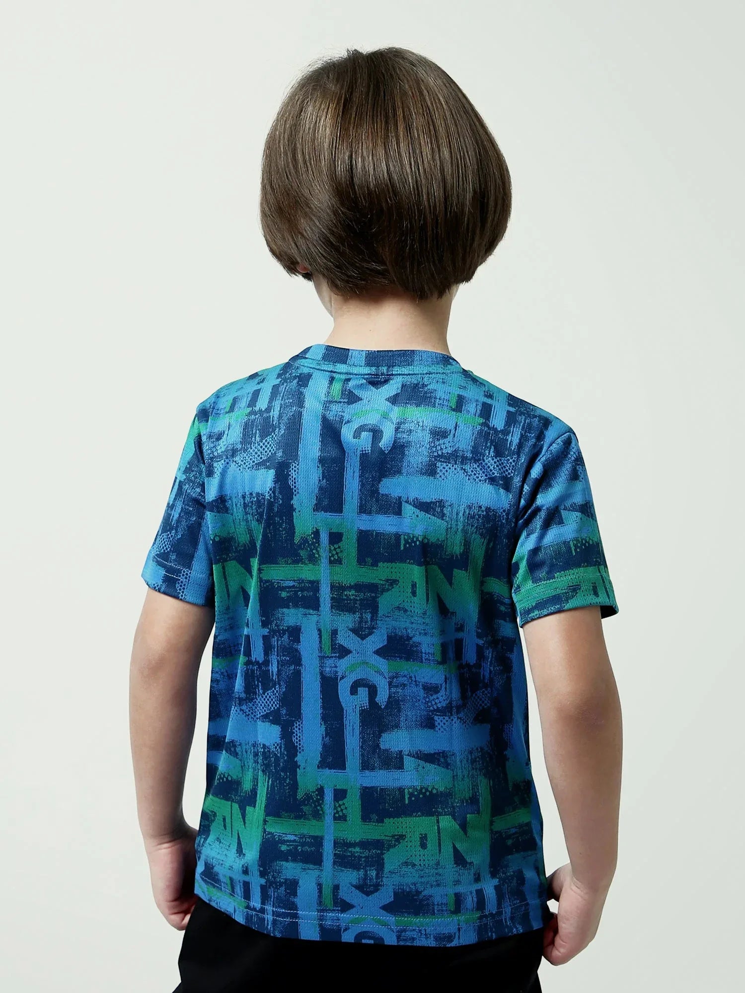 T-shirt garçon bleu imprimé all-over style street – manches courtes été - TSH24SARS75661MB1 - Justyol