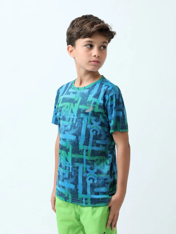T-shirt ado garçon bleu imprimé street – col rond, style sporty - TSH24SARS75661MJ1