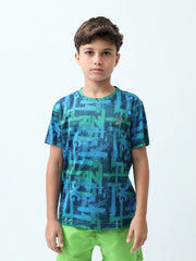 T-shirt ado garçon bleu imprimé street – col rond, style sporty - TSH24SARS75661MJ1