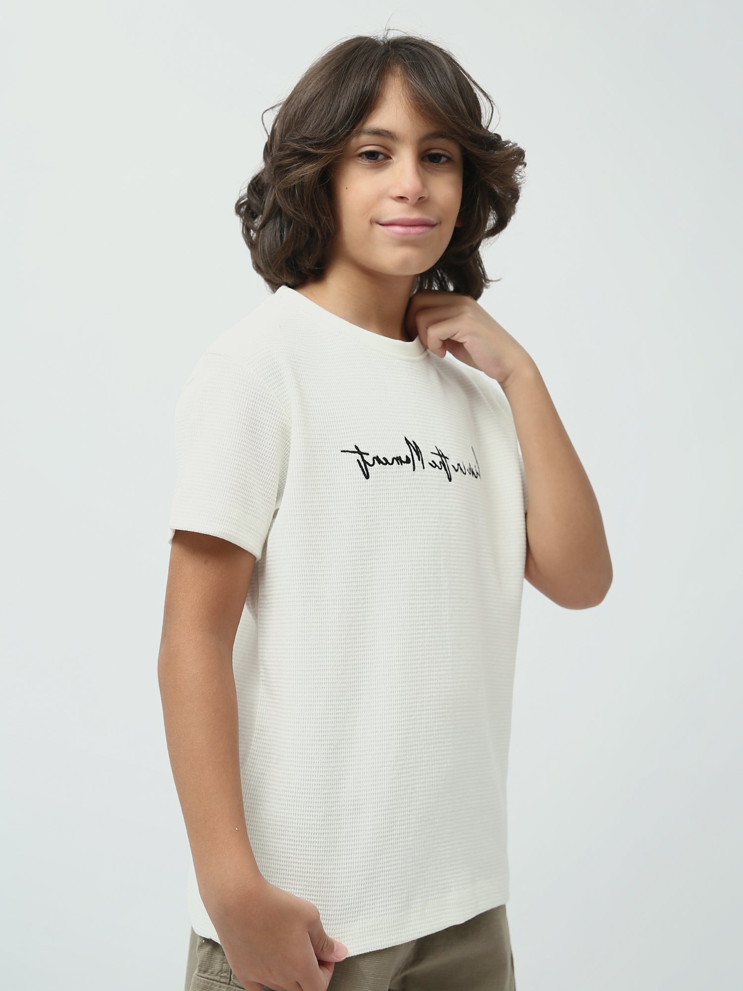 T-shirt Garçon à Manches Courtes avec Message Imprimé – TSH24SBRO20006TB1