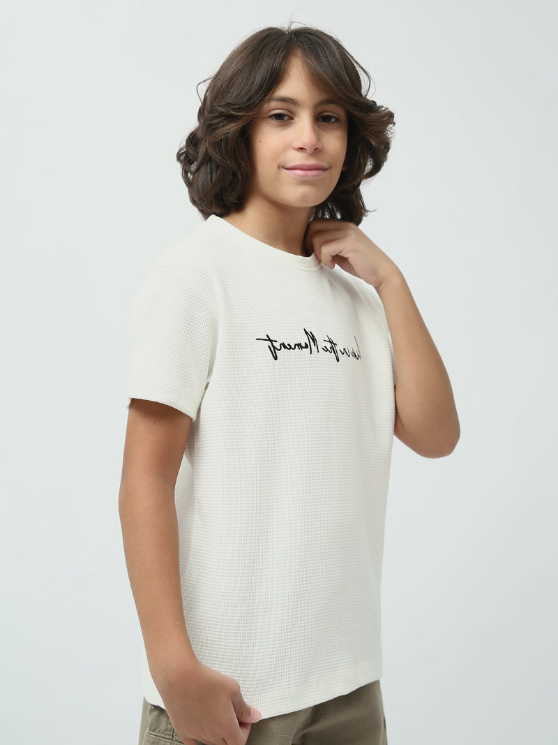 T-shirt Garçon à Manches Courtes avec Message Imprimé – TSH24SBRO20006TB1