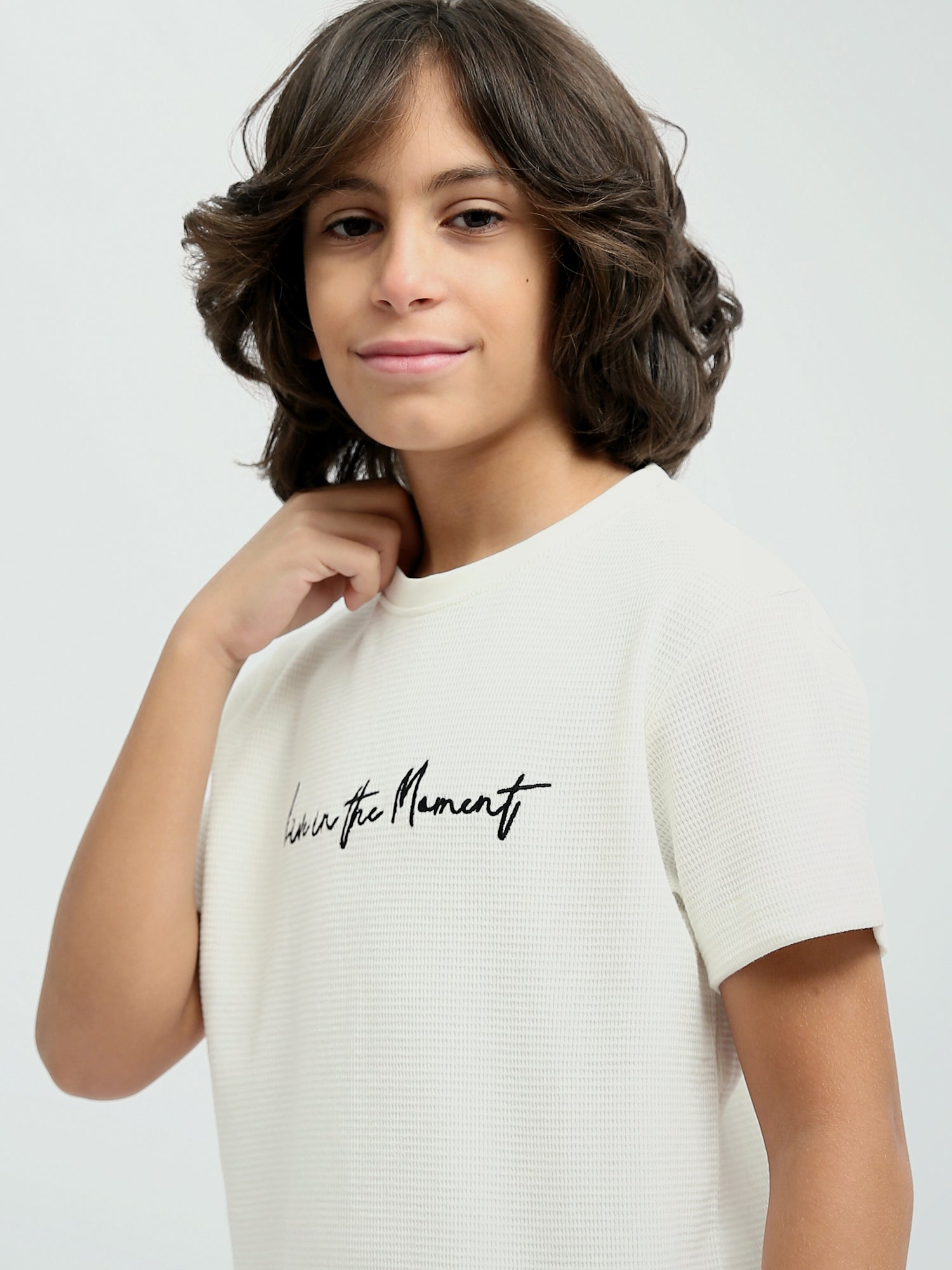 T-shirt Garçon à Manches Courtes avec Message Imprimé – TSH24SBRO20006TB1