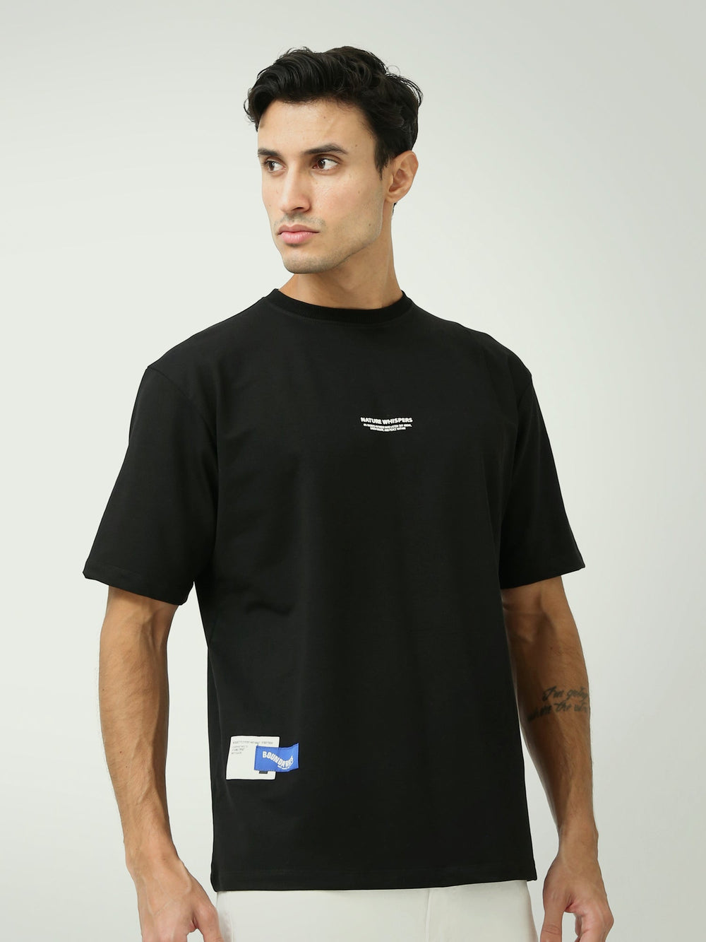 T-shirt Homme Noir "NATURE WHISPERS" – Style Minimaliste et Moderne - TSH24SBRO20173TM1