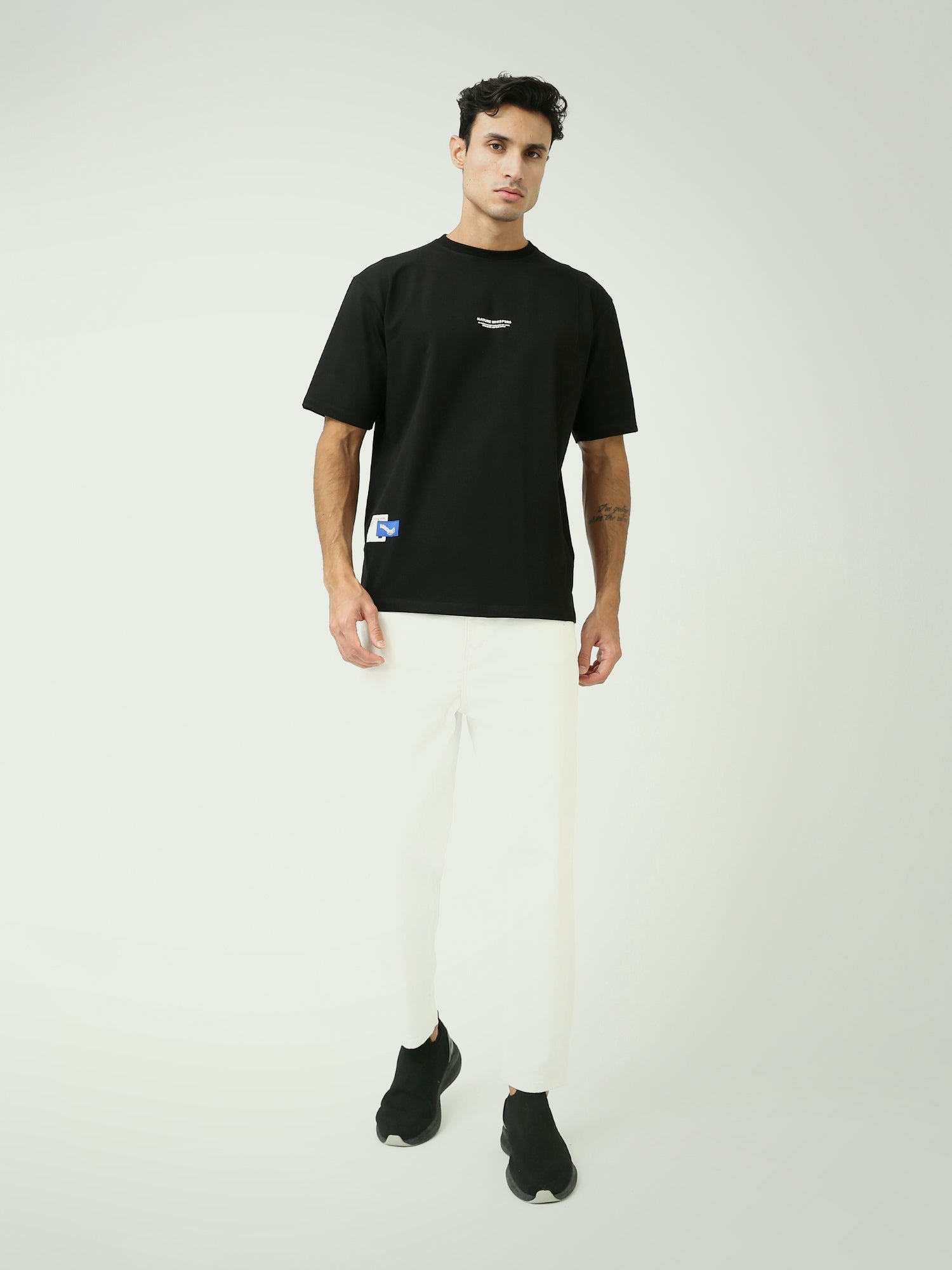 T-shirt Homme Noir "NATURE WHISPERS" – Style Minimaliste et Moderne - TSH24SBRO20173TM1